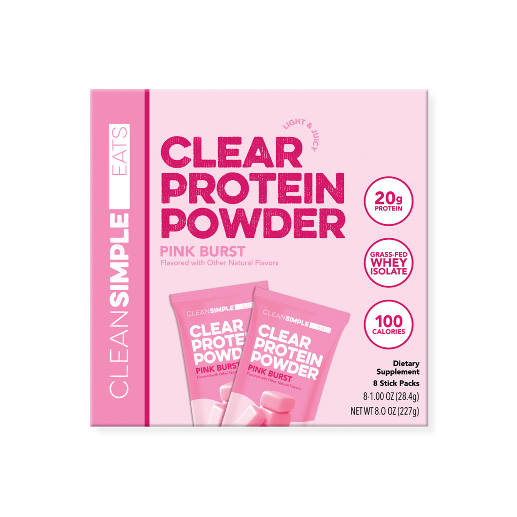 cleansimpleeats Clear Protein Powder: Pink Burst (8 Single Serving Stick Packs)