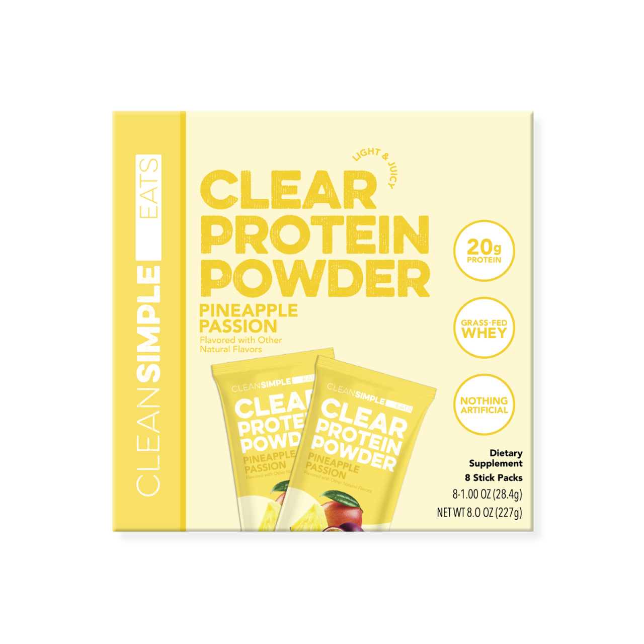 cleansimpleeats Clear Protein Powder: Pineapple Passion (8 Single Serving Stick Packs)