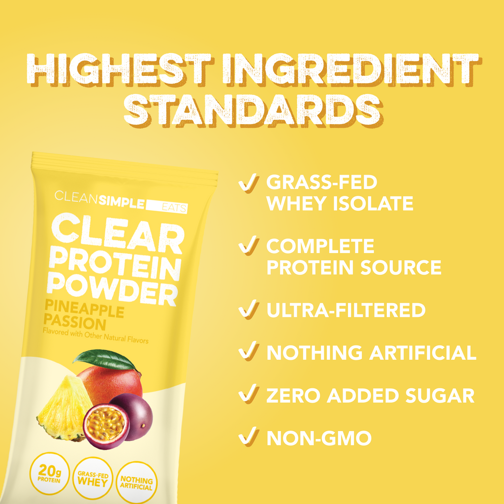 cleansimpleeats Clear Protein Powder: Pineapple Passion (8 Single Serving Stick Packs)