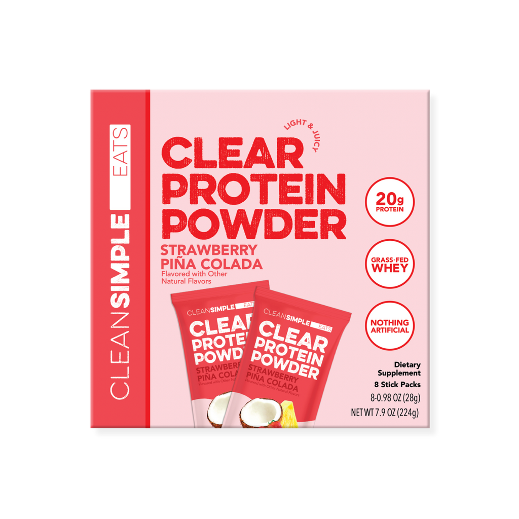 cleansimpleeats Clear Protein Powder: Strawberry Piña Colada (8 Single Serving Packs)