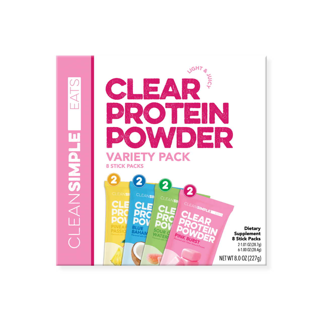 cleansimpleeats Clear Protein Powder: Variety Pack (8 Single Serving Packs)