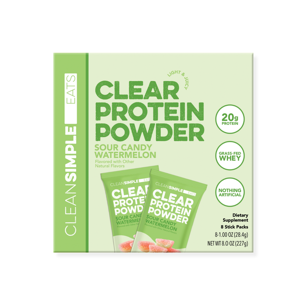 cleansimpleeats Clear Protein Powder: Sour Candy Watermelon (8 Single Serving Stick Packs)