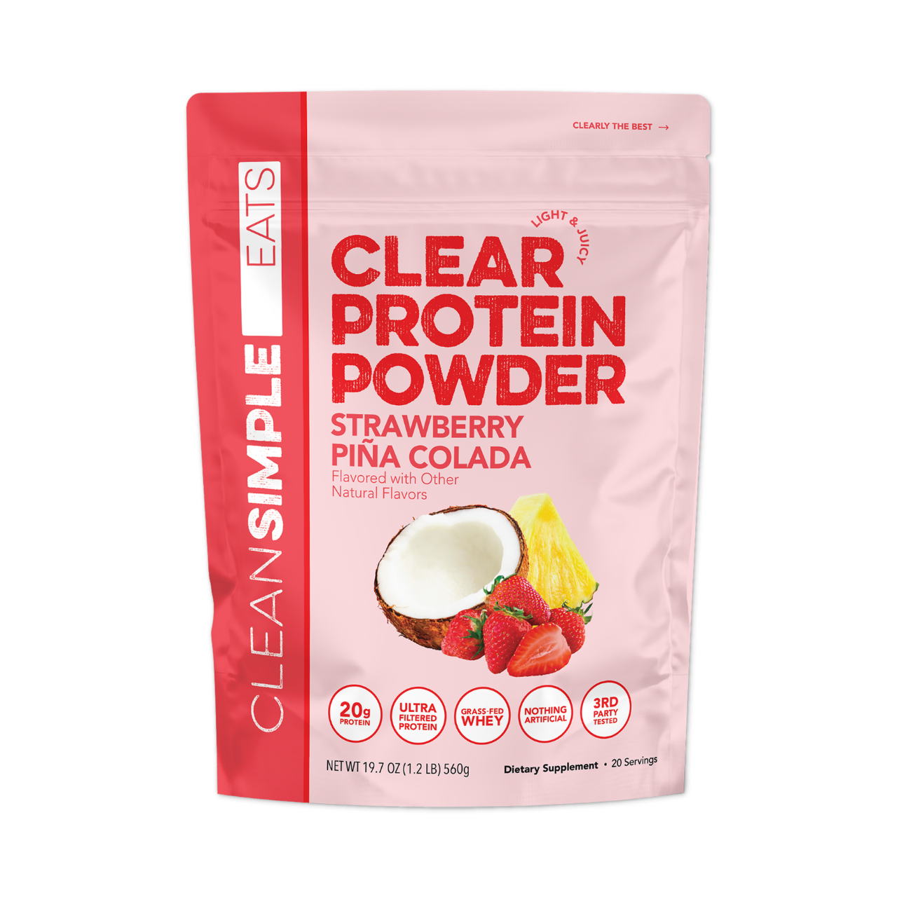 cleansimpleeats Clear Protein Powder: Strawberry Piña Colada (20 Serving)