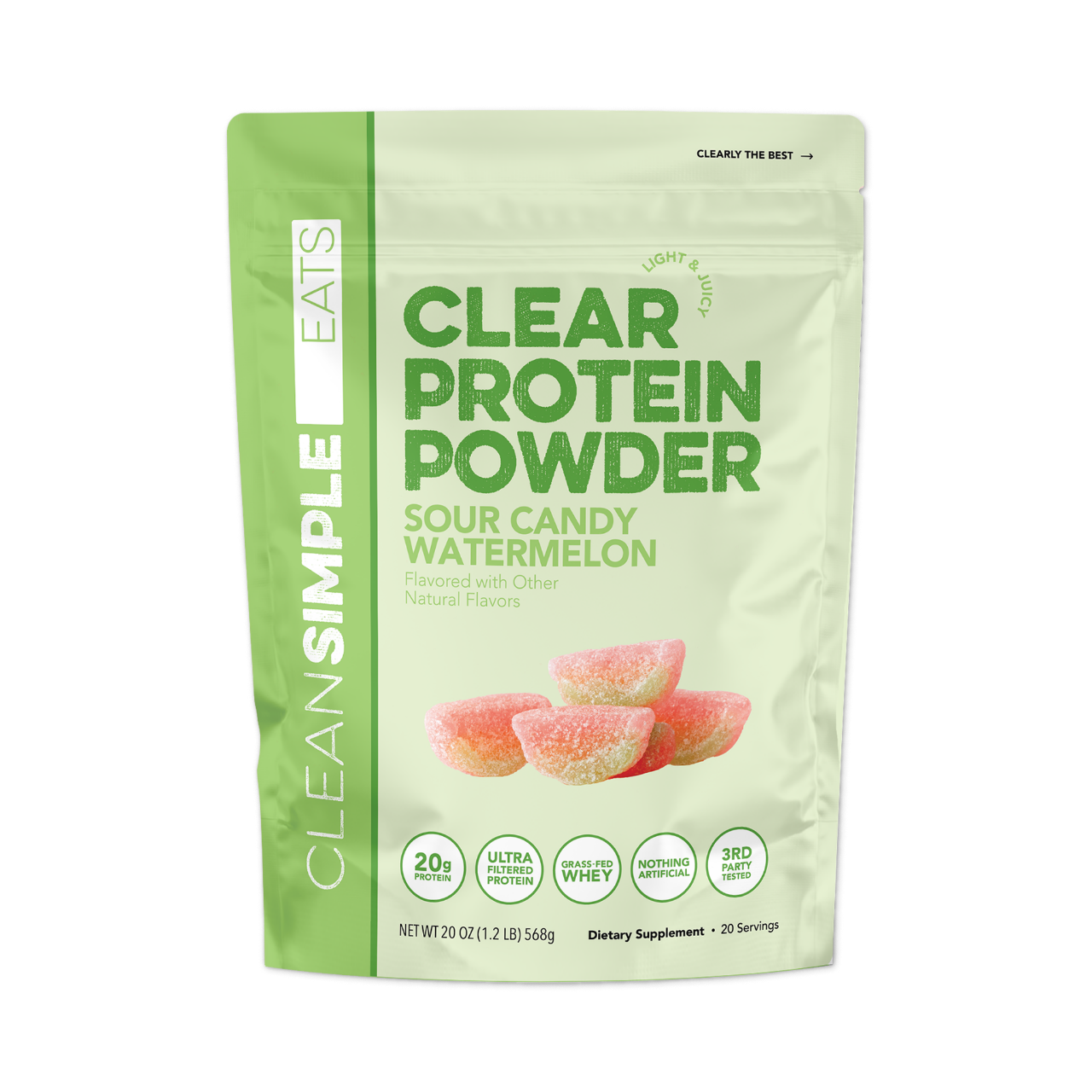 cleansimpleeats Clear Protein Powder: Sour Candy Watermelon (20 Servings)