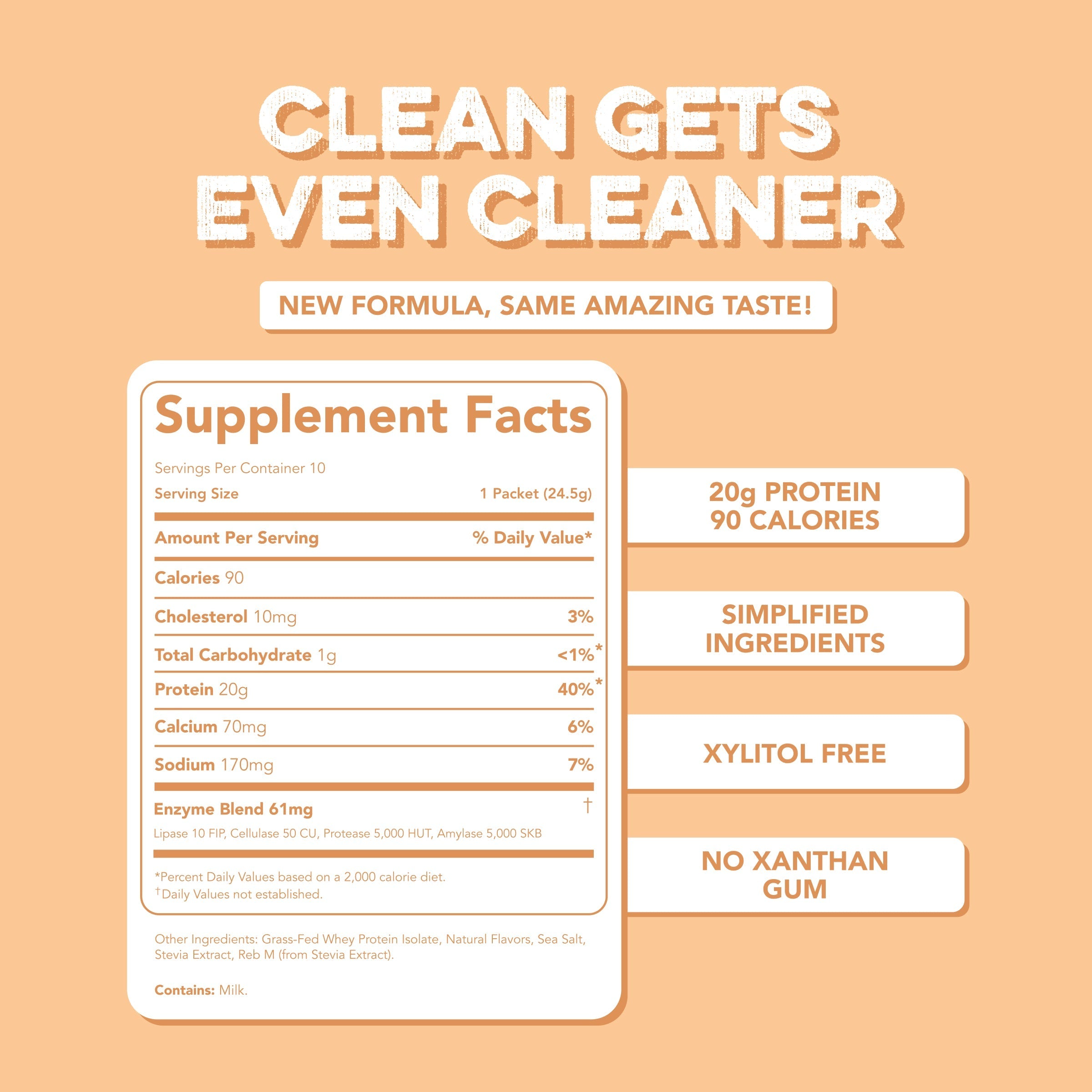 cleansimpleeats Protein Powder: Coconut Cream (10 Single Serving Stick Packs)