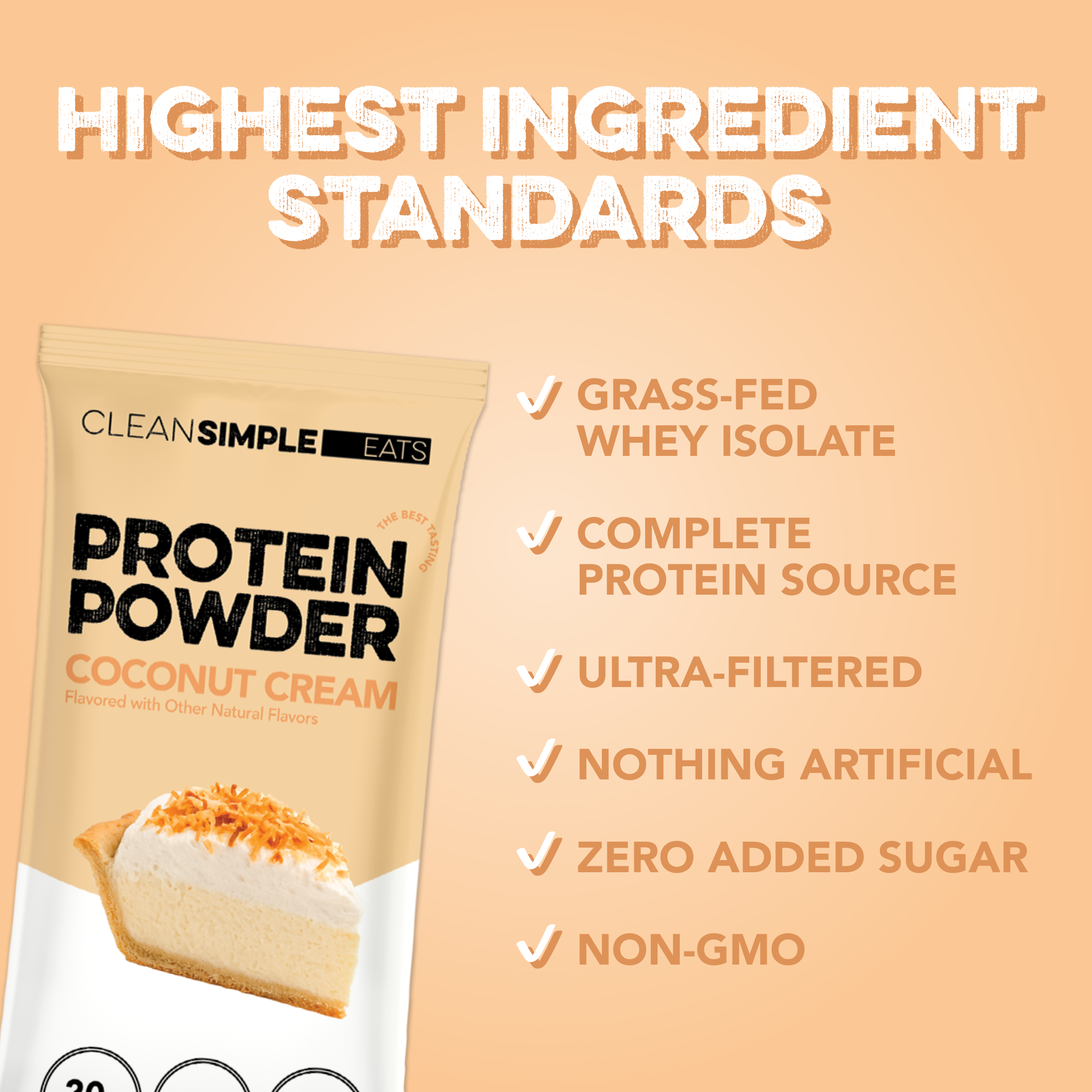 cleansimpleeats Protein Powder: Coconut Cream (10 Single Serving Stick Packs)