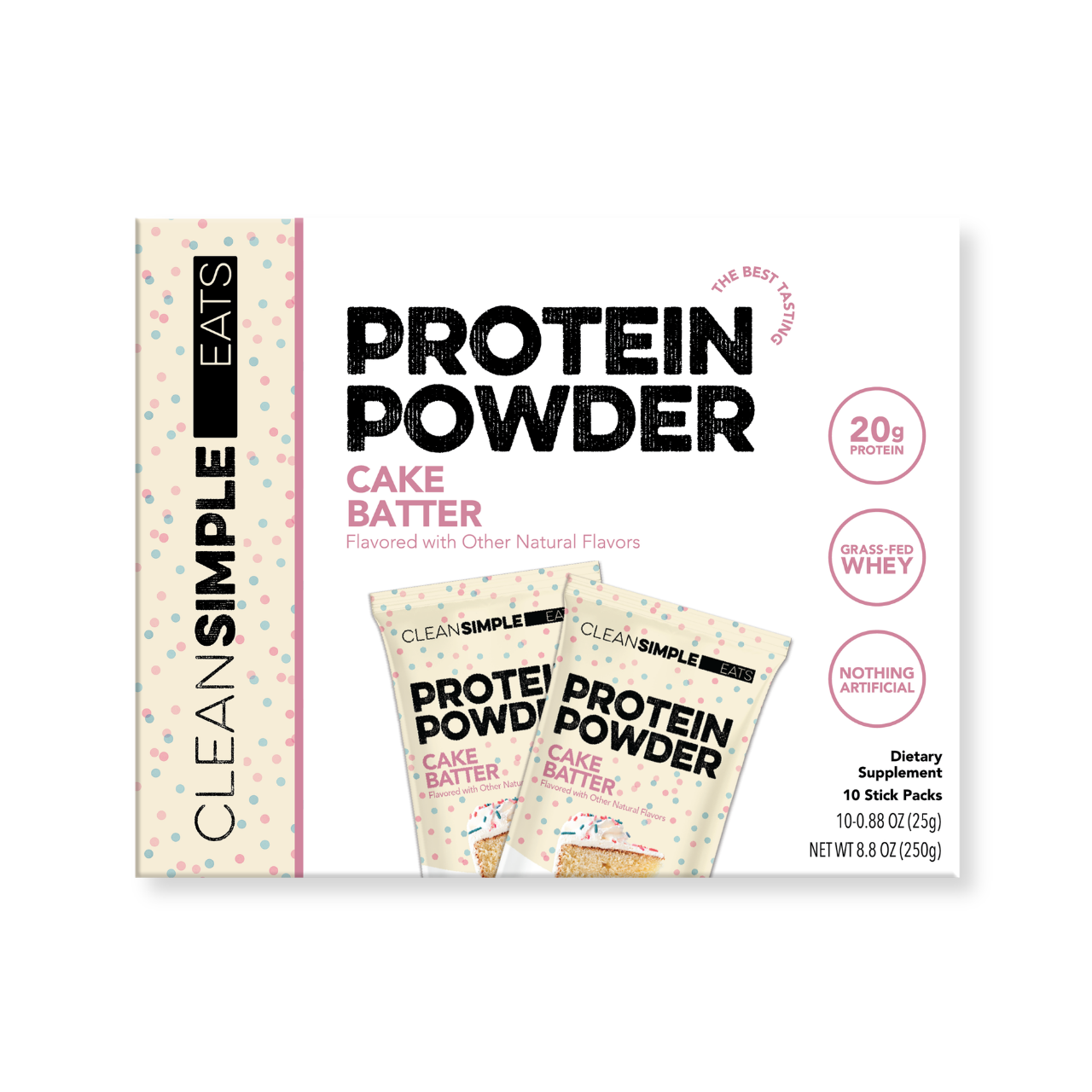 cleansimpleeats Protein Powder: Cake Batter (10 Single Serving Stick Packs)