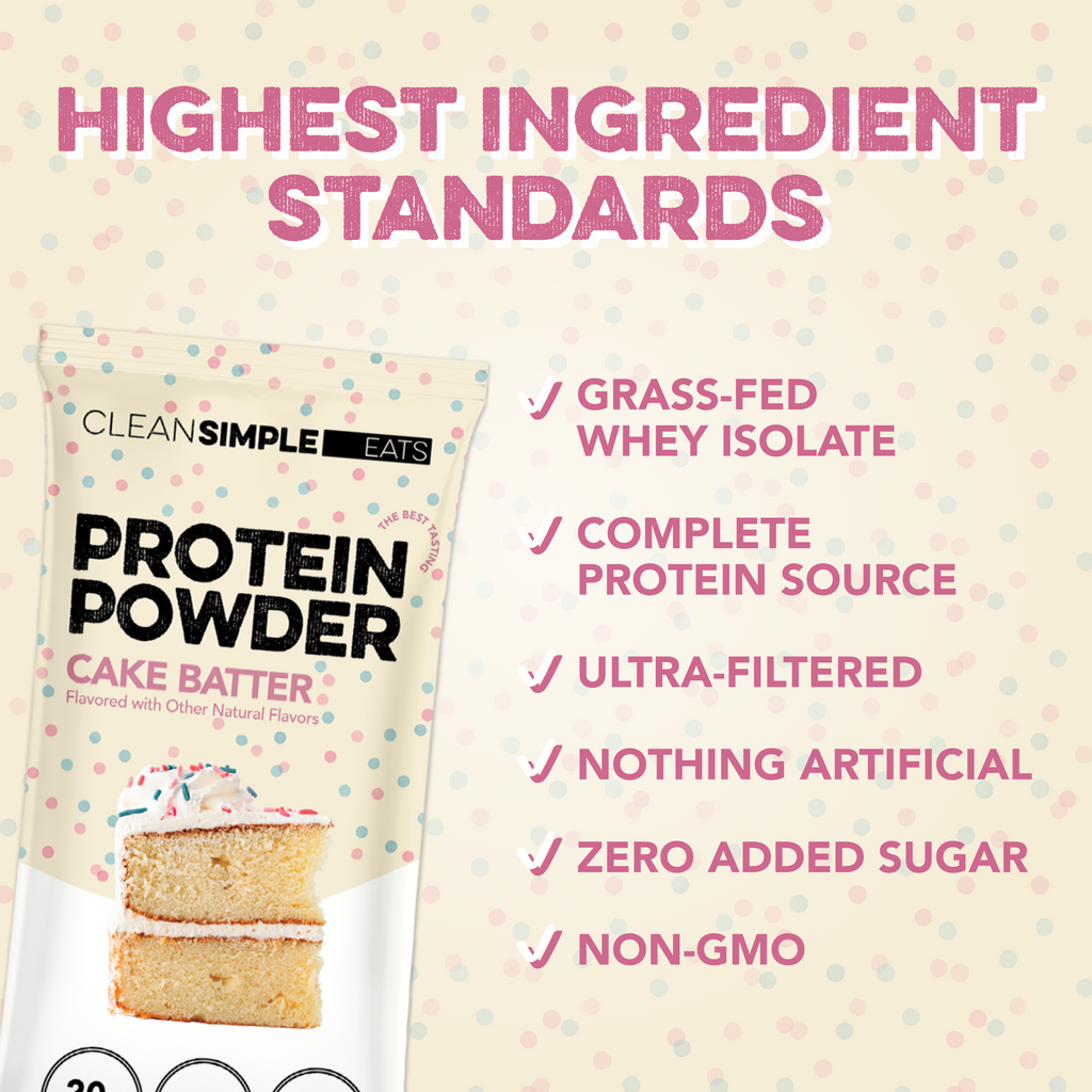 cleansimpleeats Protein Powder: Cake Batter (10 Single Serving Stick Packs)