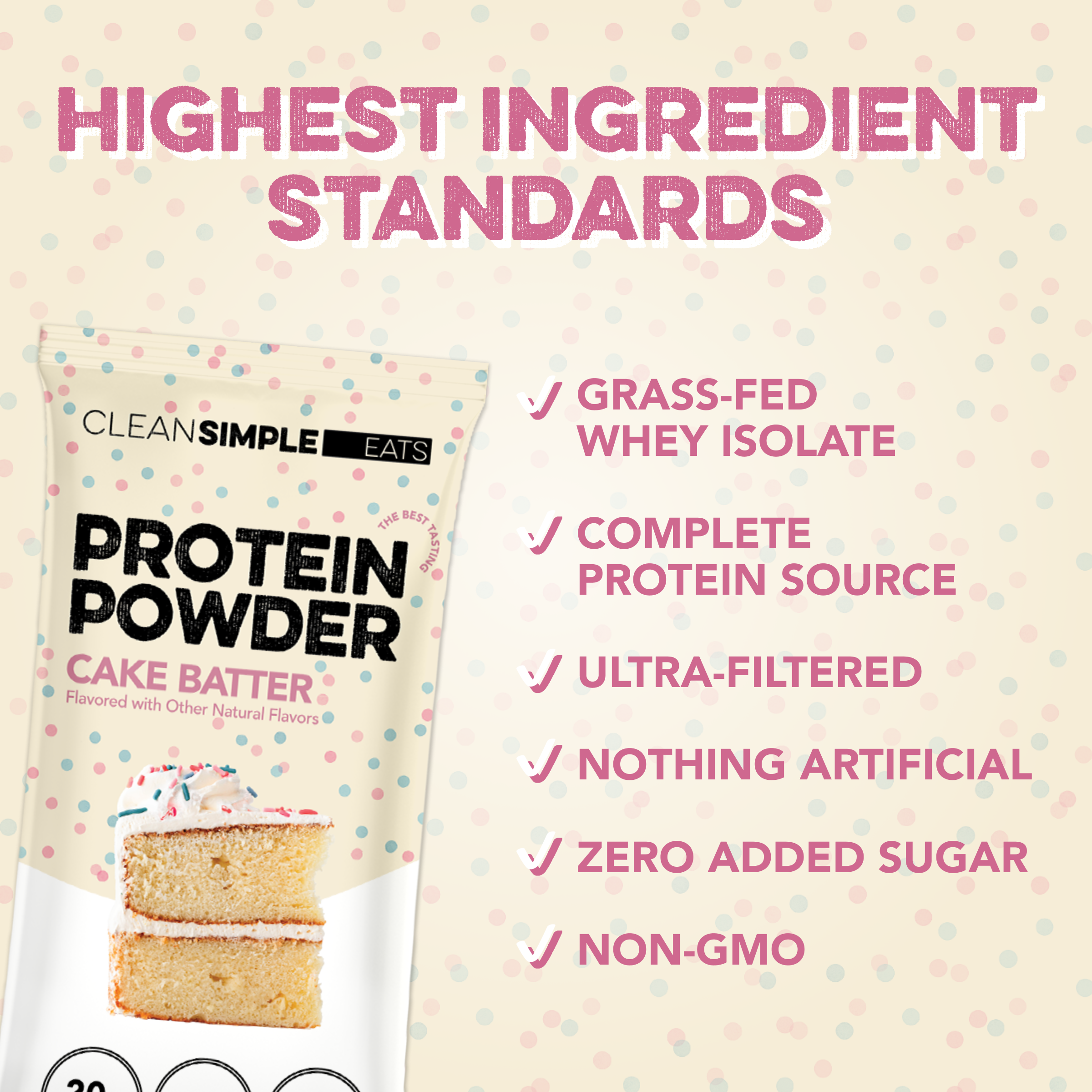 cleansimpleeats Protein Powder: Cake Batter (10 Single Serving Stick Packs)