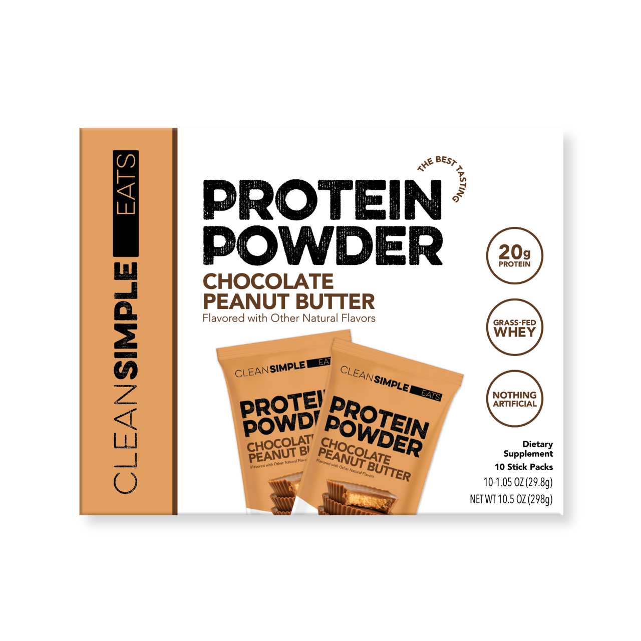 cleansimpleeats Protein Powder: Chocolate Peanut Butter (10 Single Serving Stick Packs)