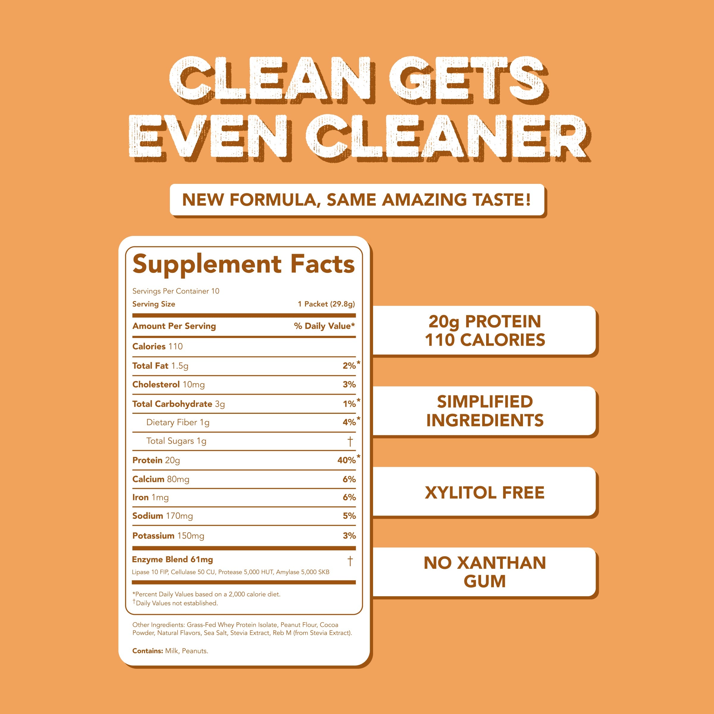 cleansimpleeats Protein Powder: Chocolate Peanut Butter (10 Single Serving Stick Packs)