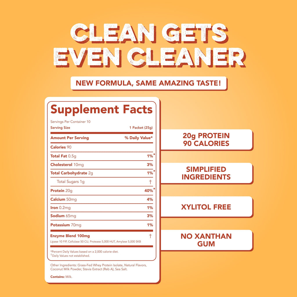 cleansimpleeats Protein Powder: Caramel Toffee (10 Single Serving Stick Packs)