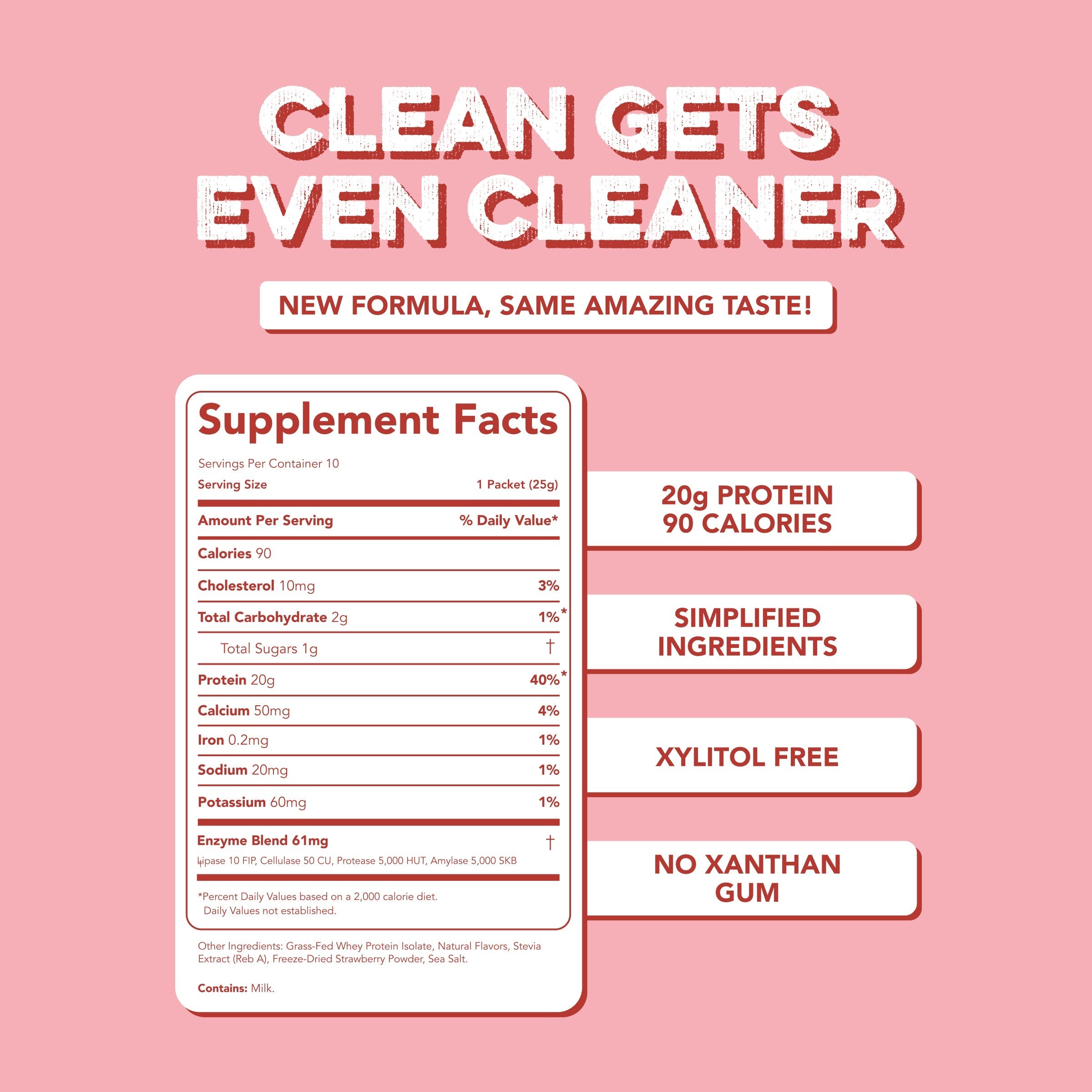 cleansimpleeats Protein Powder: Strawberry Cheesecake (10 Single Serving Stick Packs)