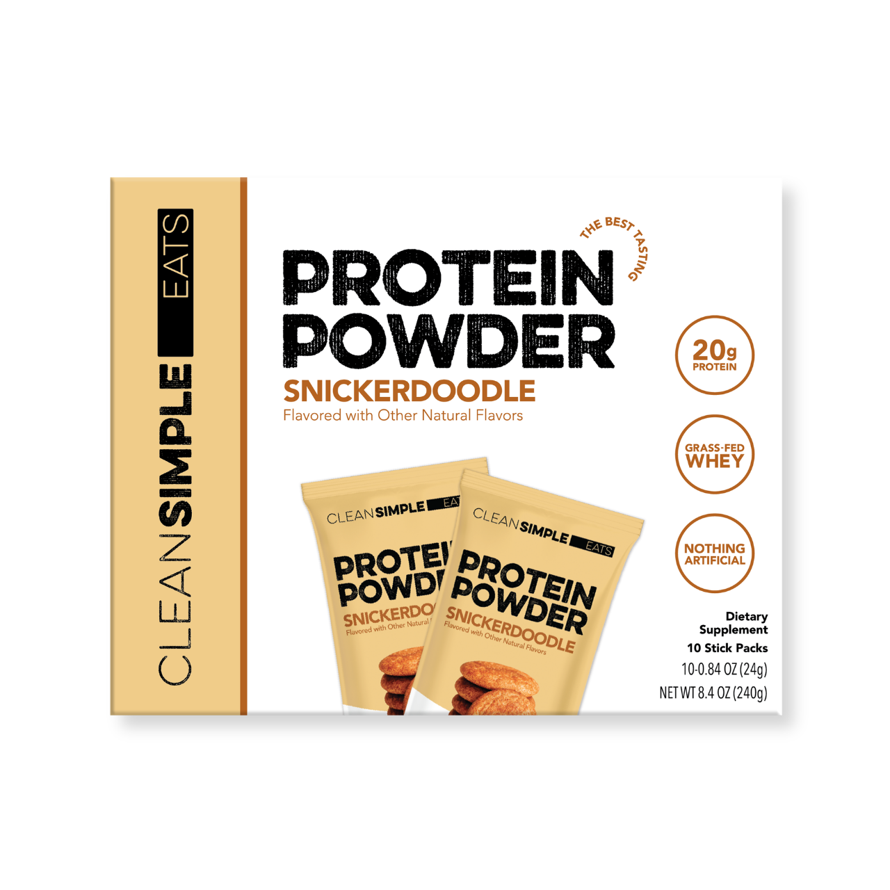cleansimpleeats Protein Powder: Snickerdoodle (10 Single Serving Stick Packs)