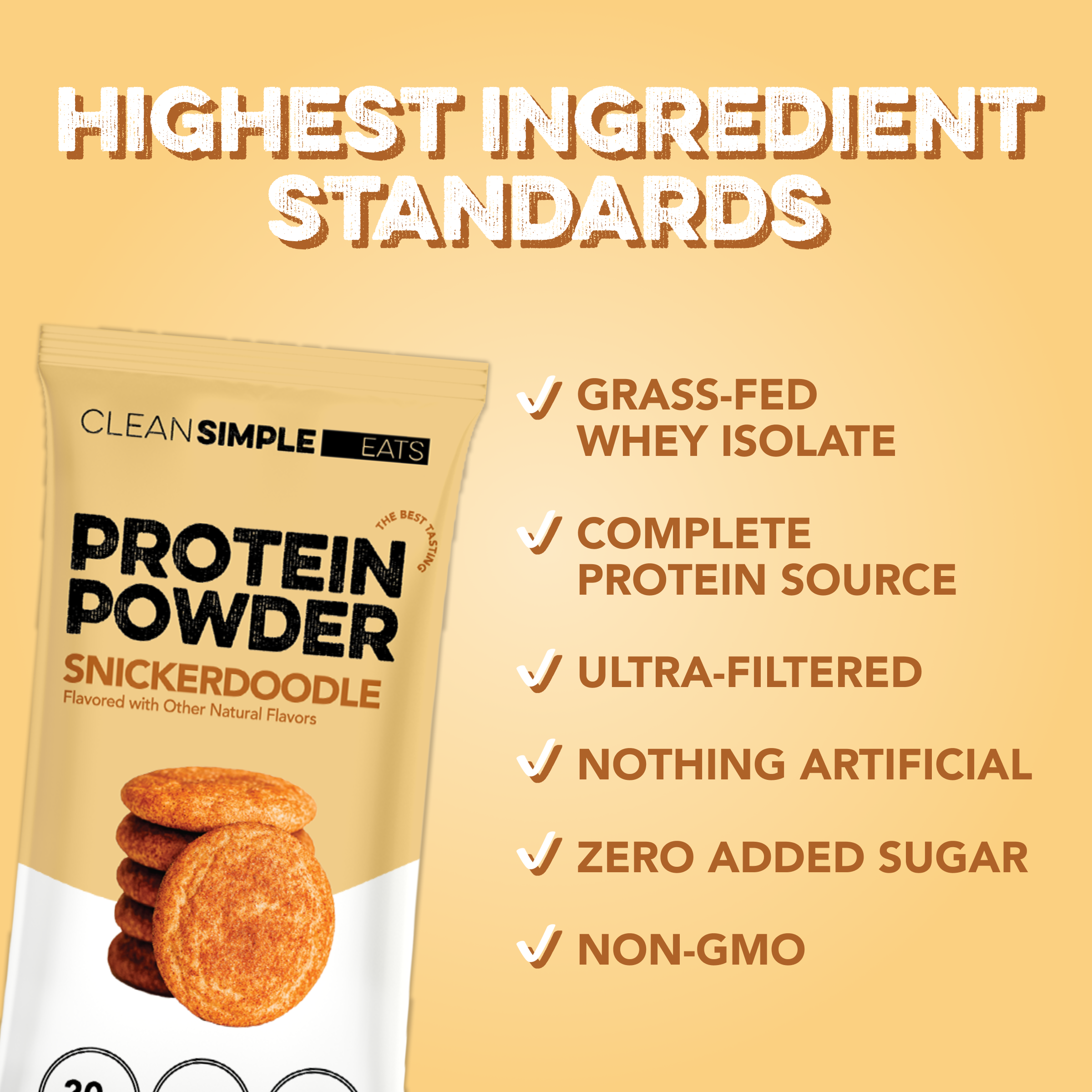 cleansimpleeats Protein Powder: Snickerdoodle (10 Single Serving Stick Packs)