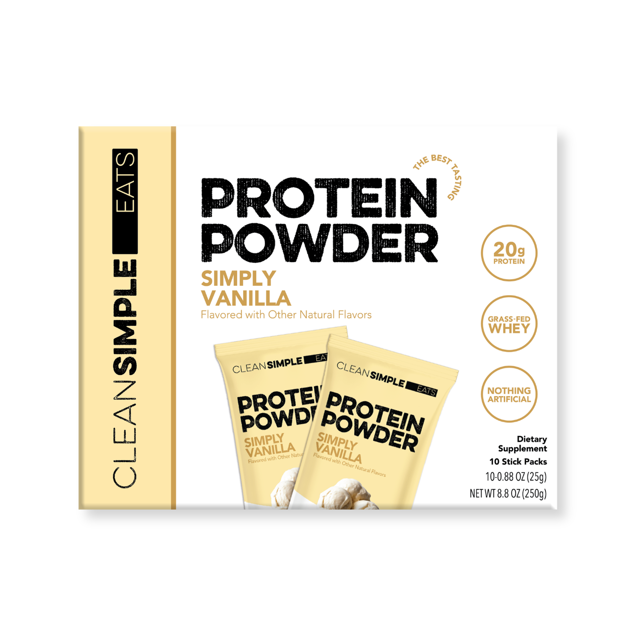 cleansimpleeats Protein Powder: Simply Vanilla (10 Single Serving Stick Packs)
