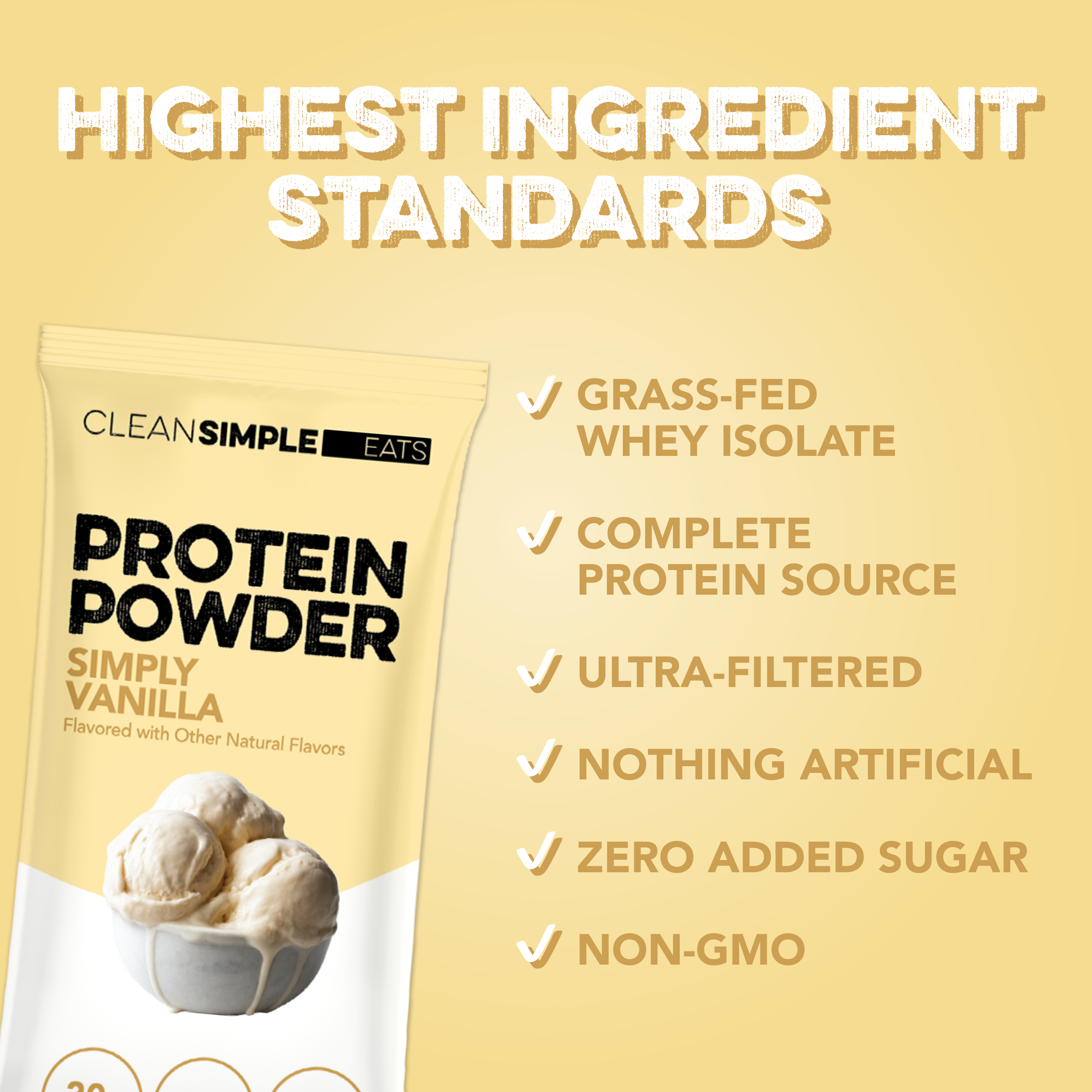 cleansimpleeats Protein Powder: Simply Vanilla (10 Single Serving Stick Packs)