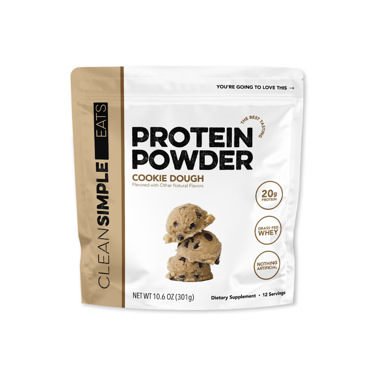 cleansimpleeats Protein Powder: Cookie Dough (12 Serving Bag)