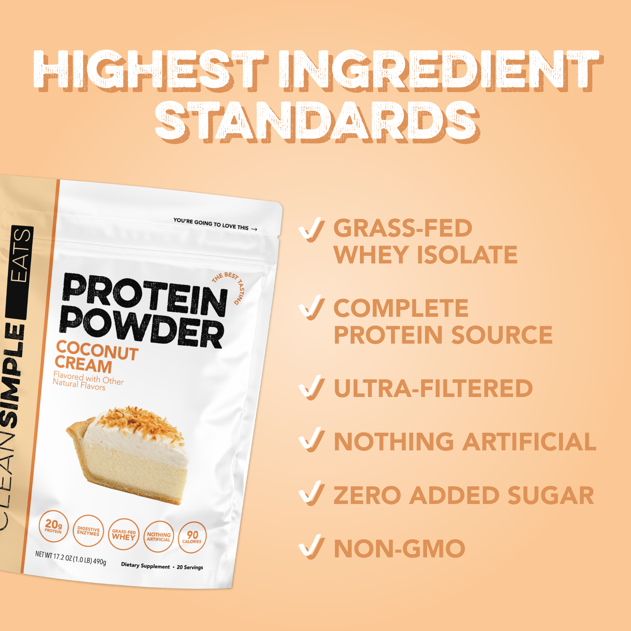 cleansimpleeats Protein Powder: Coconut Cream (20 Serving Bag)