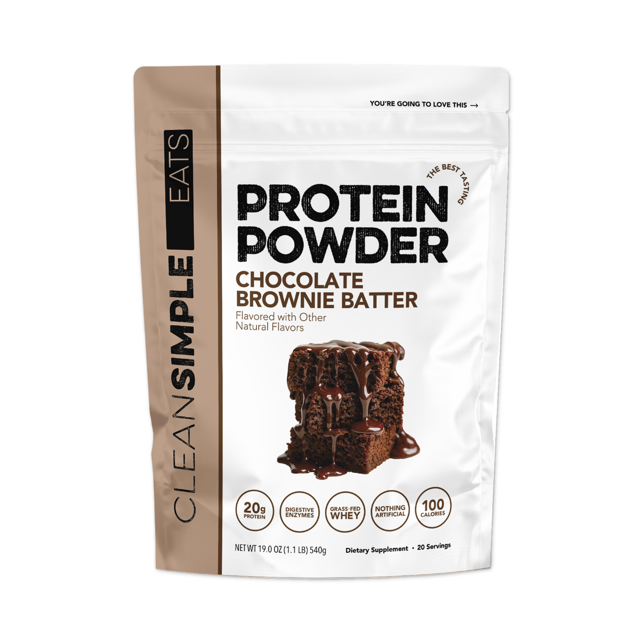 cleansimpleeats Protein Powder: Brownie Batter (20 Serving Bag)