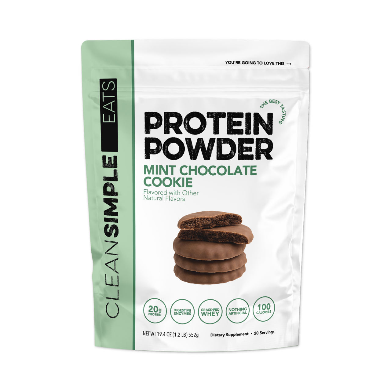 cleansimpleeats Protein Powder: Mint Chocolate Cookie (20 Serving Bag)