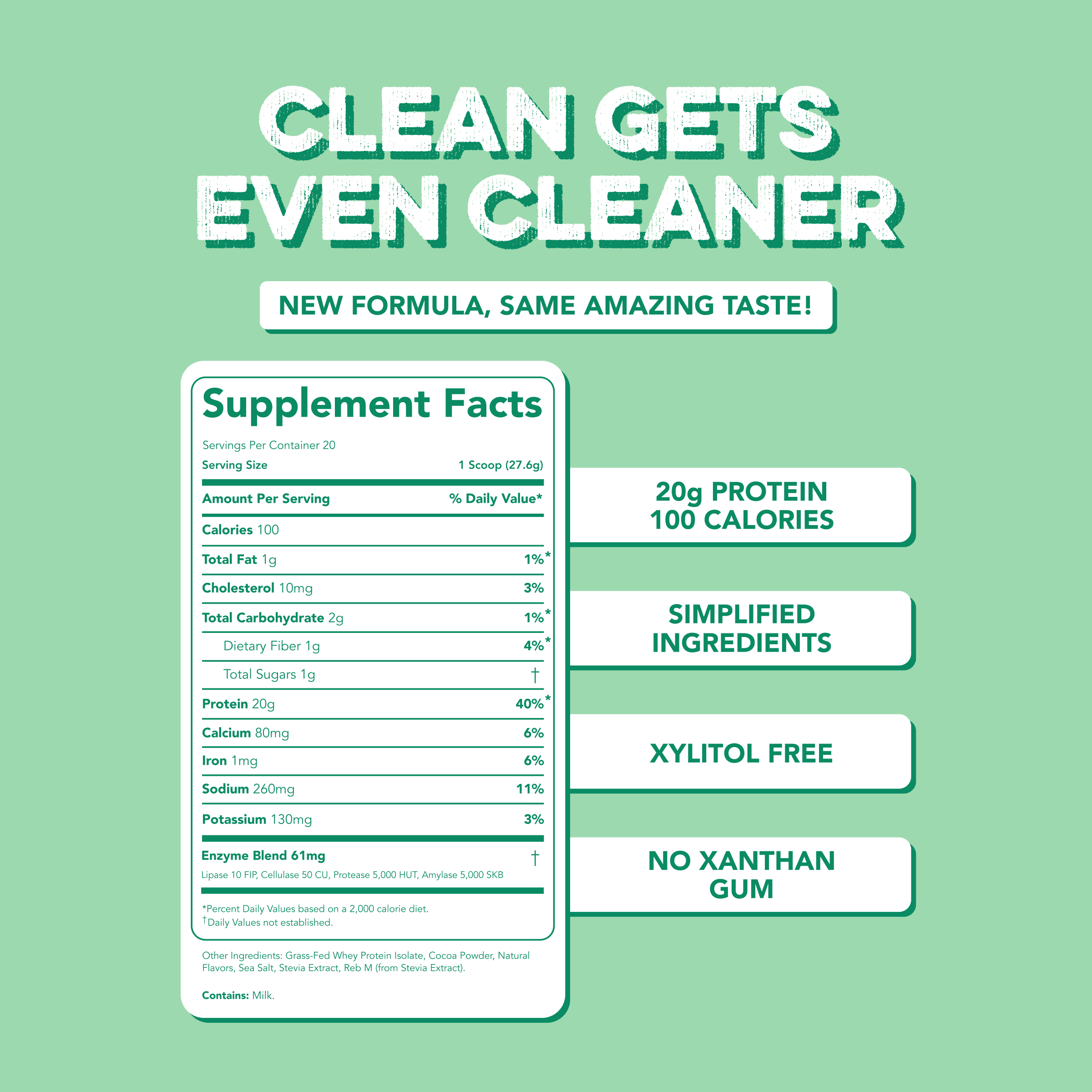 cleansimpleeats Protein Powder: Mint Chocolate Cookie (20 Serving Bag)