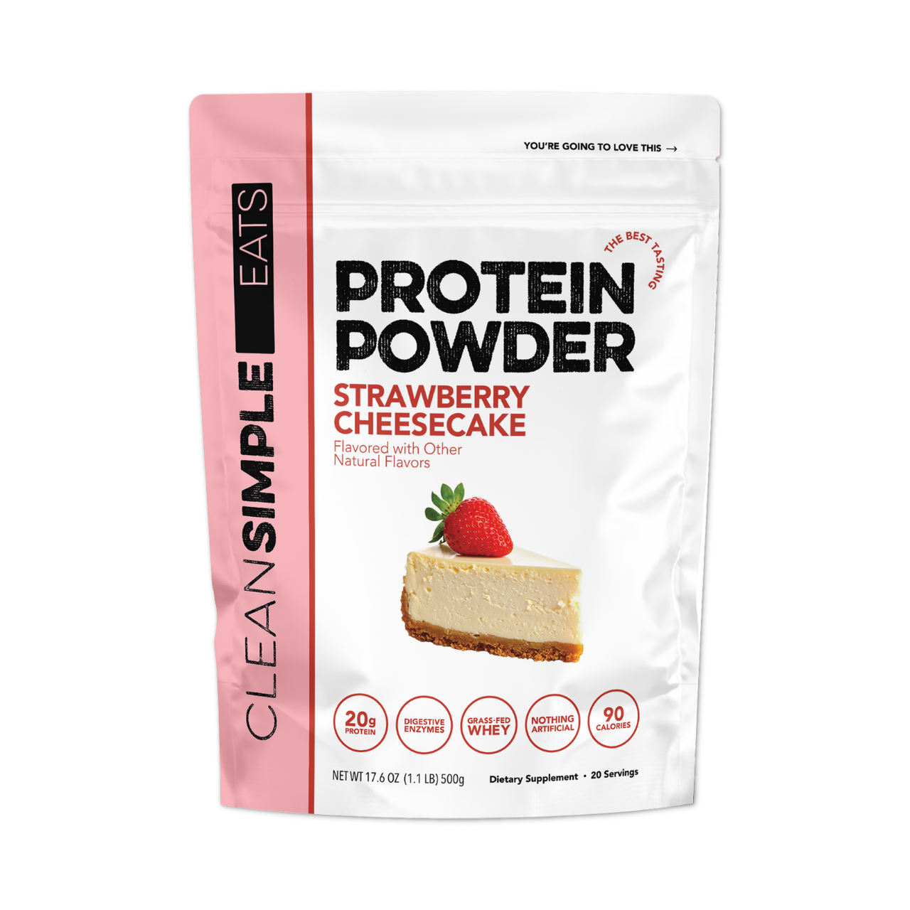 cleansimpleeats Protein Powder: Strawberry Cheesecake (20 Serving Bag)