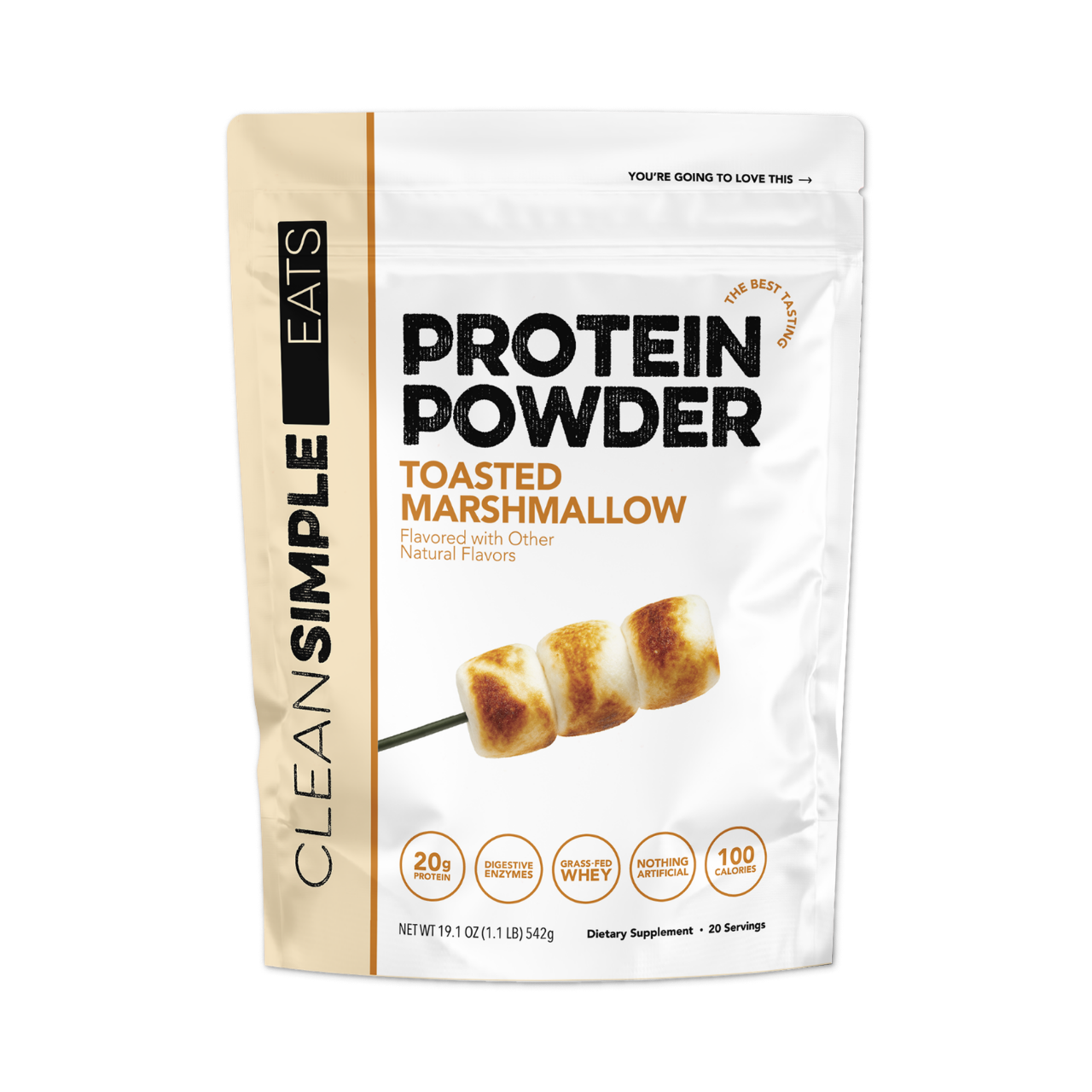 cleansimpleeats Protein Powder: Toasted Marshmallow (20 Serving Bag)