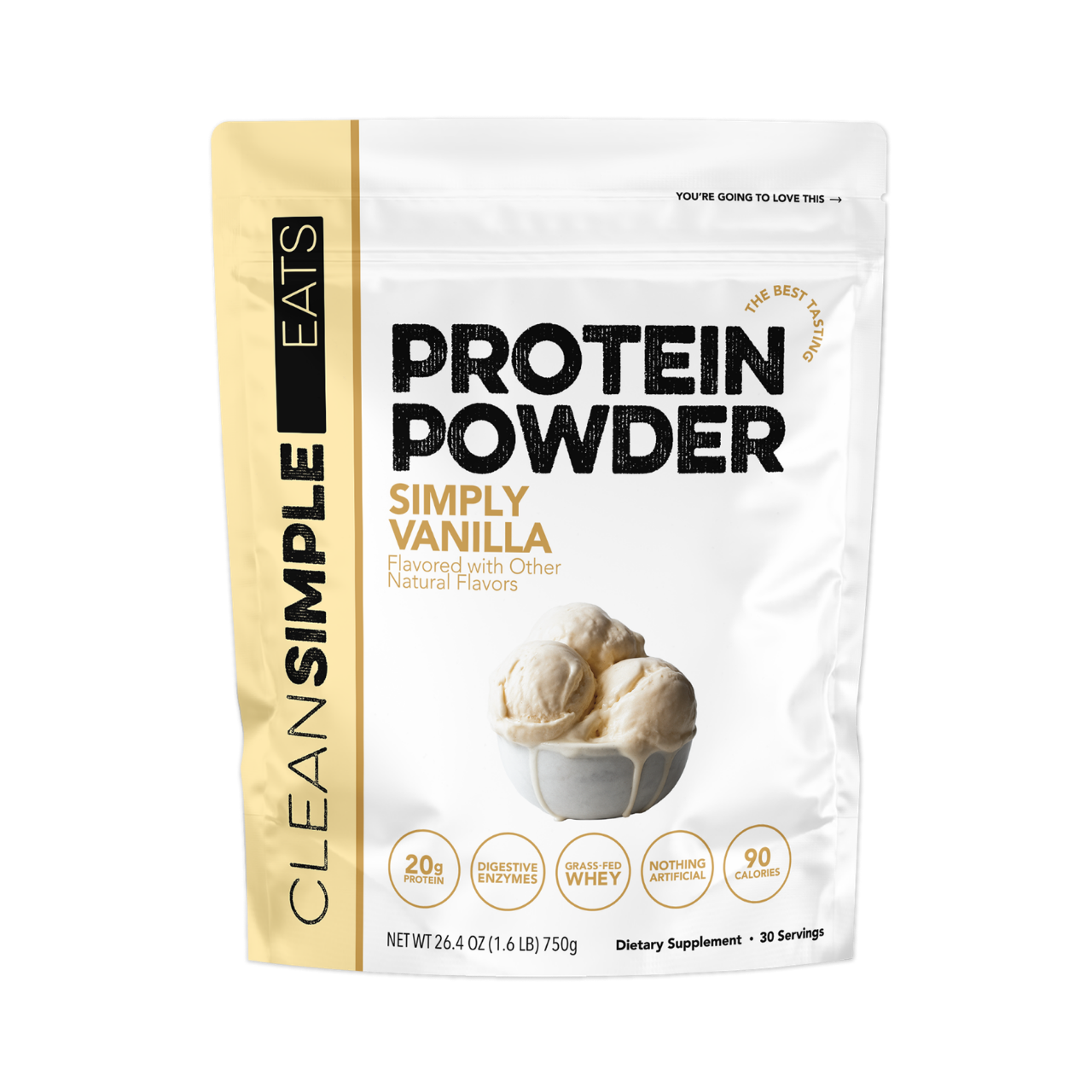 cleansimpleeats Protein Powder: Simply Vanilla (30 Serving Bag)