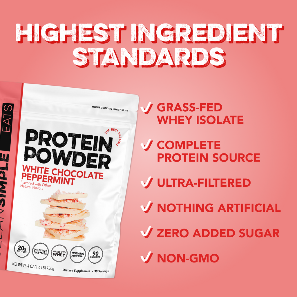 cleansimpleeats Protein Powder: White Chocolate Peppermint (30 Serving Bag)