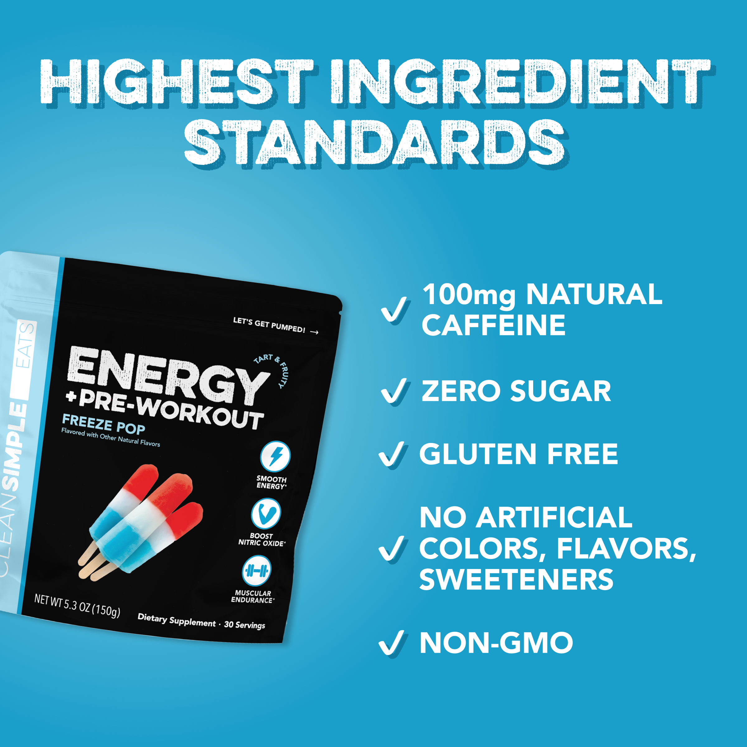 cleansimpleeats Energy + Pre-Workout: Freeze Pop (30 Servings)