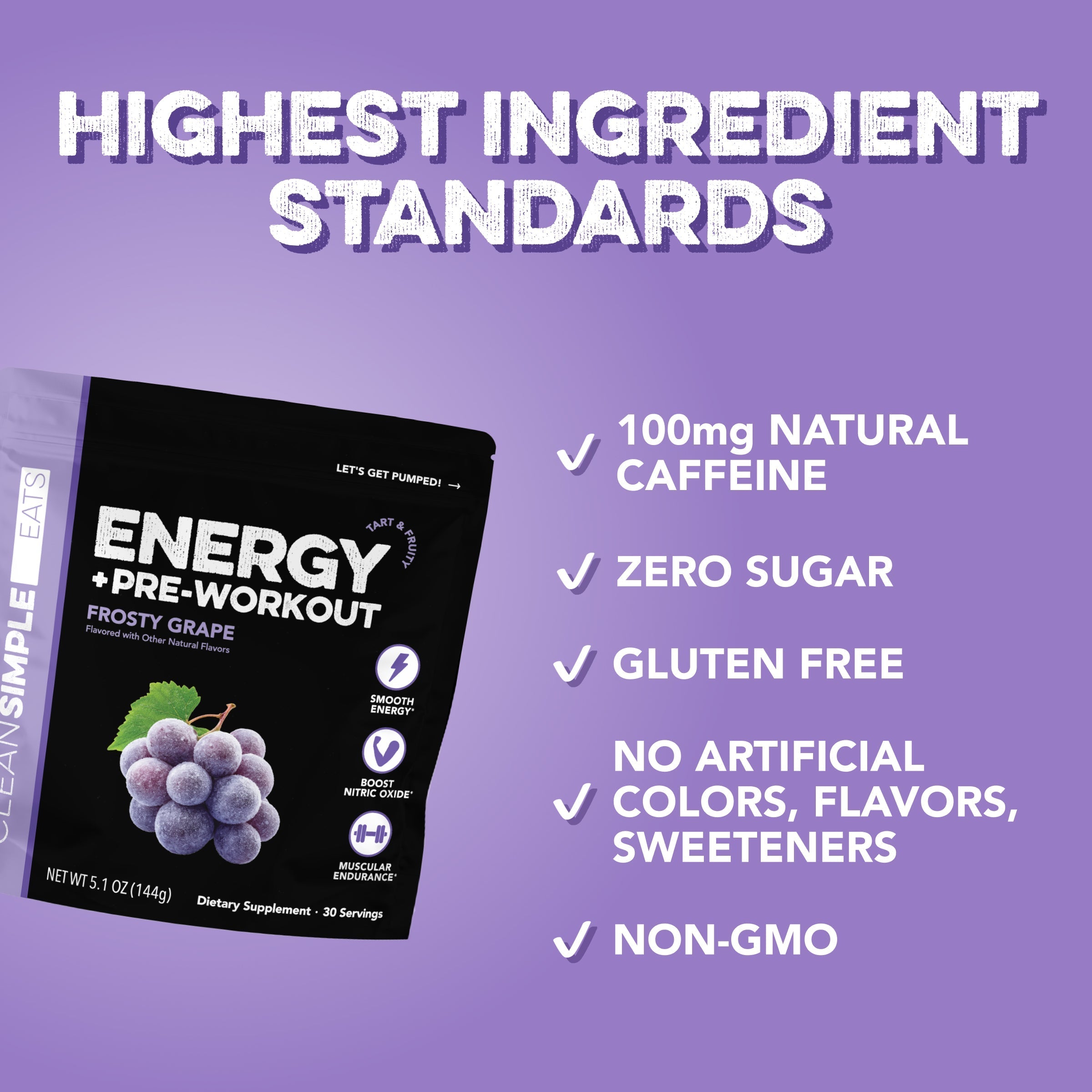 cleansimpleeats Energy + Pre-Workout: Frosty Grape (30 Servings)