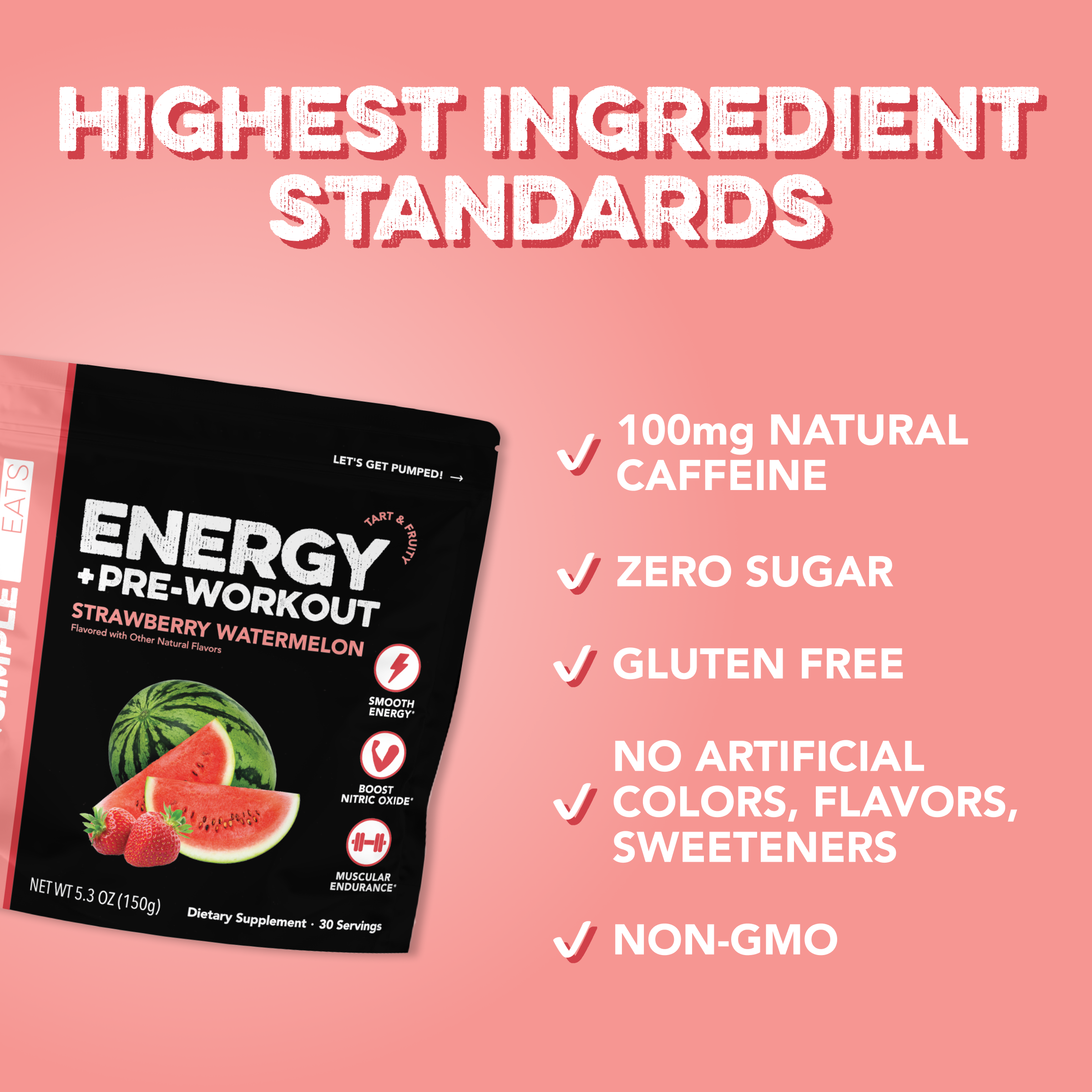 cleansimpleeats Energy + Pre-Workout: Strawberry Watermelon (30 Servings)