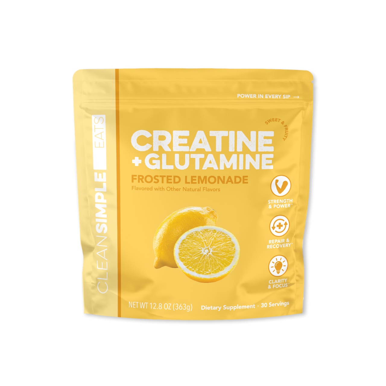 cleansimpleeats Creatine + Glutamine: Frosted Lemonade (30 Serving Bag)