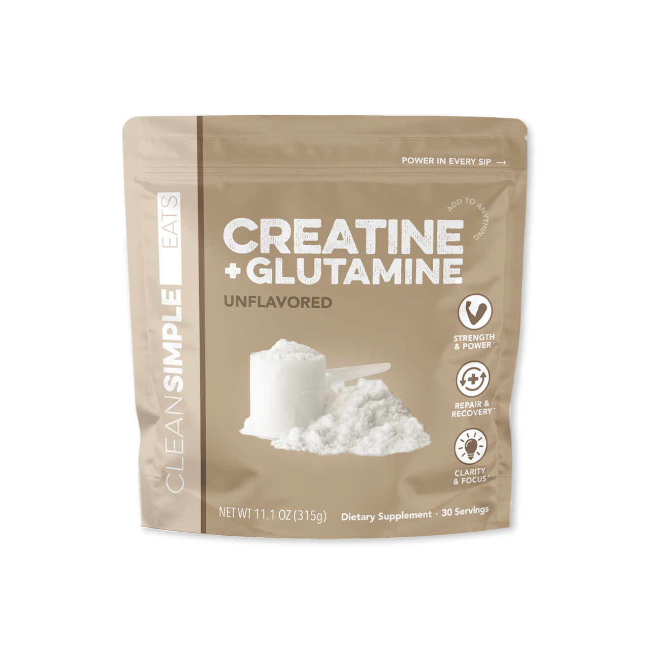 cleansimpleeats Creatine + Glutamine: Unflavored (30 Serving Bag)