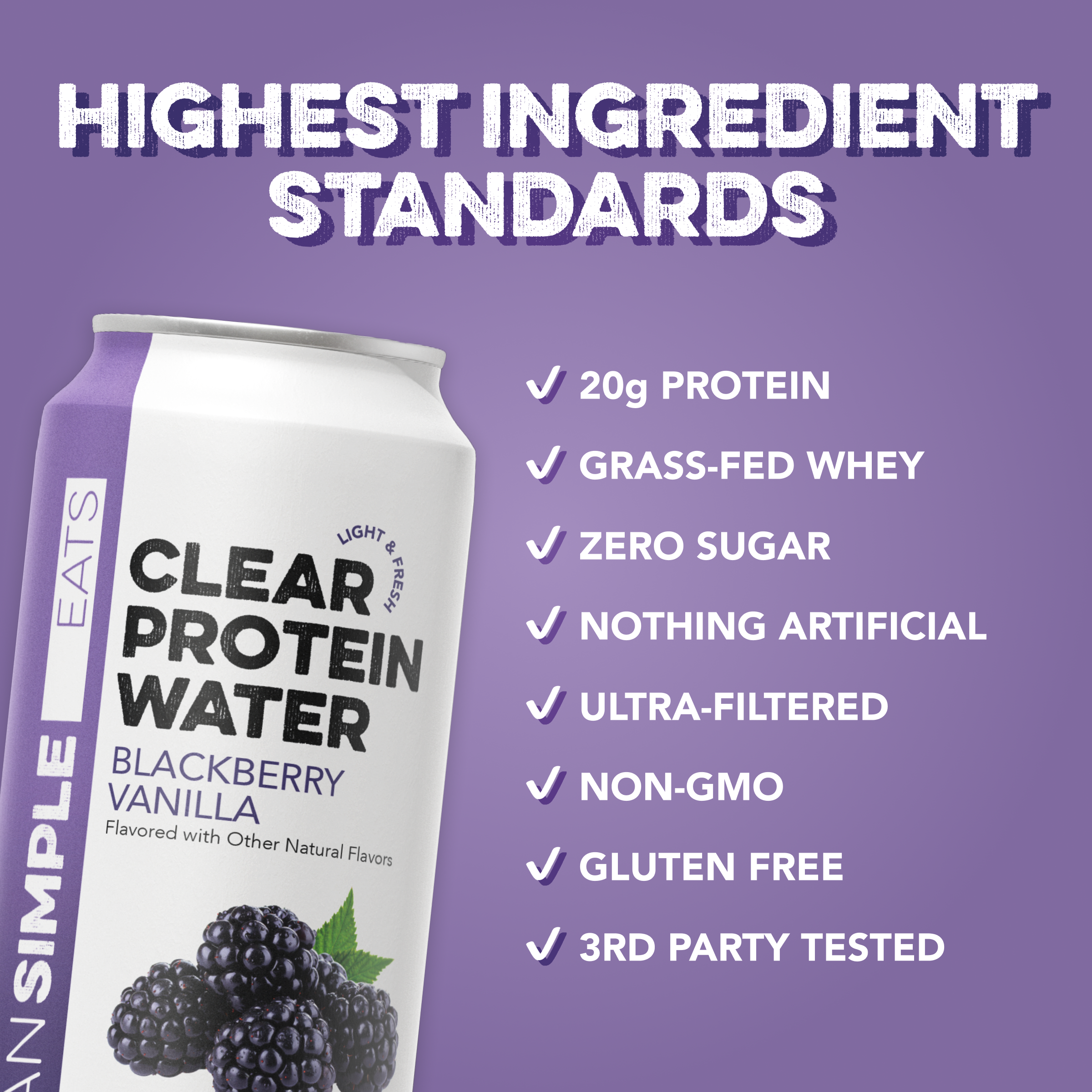 cleansimpleeats Clear Protein Water: Blackberry Vanilla (16 Oz. | 12 Pack)