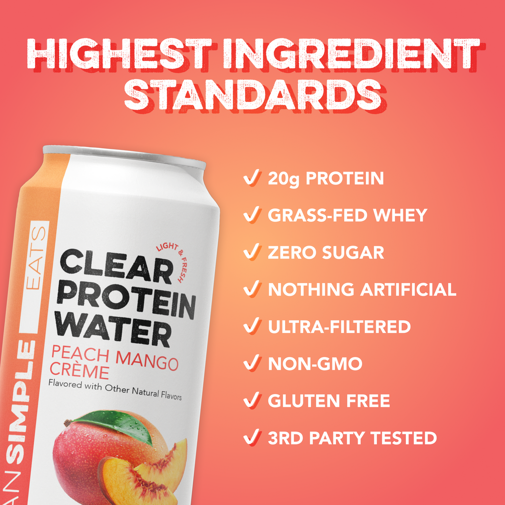 cleansimpleeats Clear Protein Water: Peach Mango Creme (16 Oz. | 12 Pack)