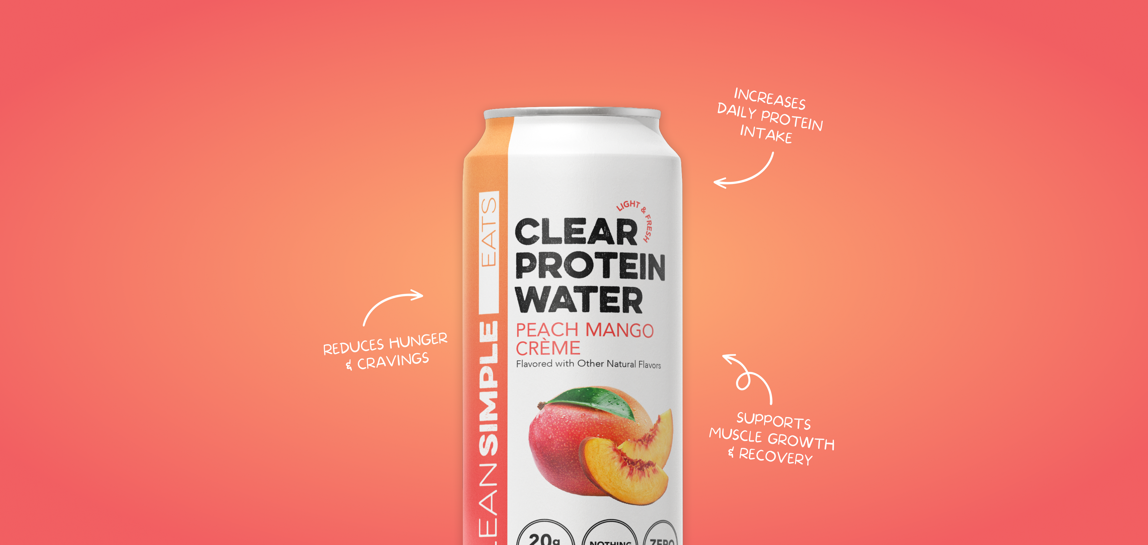 cleansimpleeats Clear Protein Water: Peach Mango Creme (16 Oz. | 12 Pack)