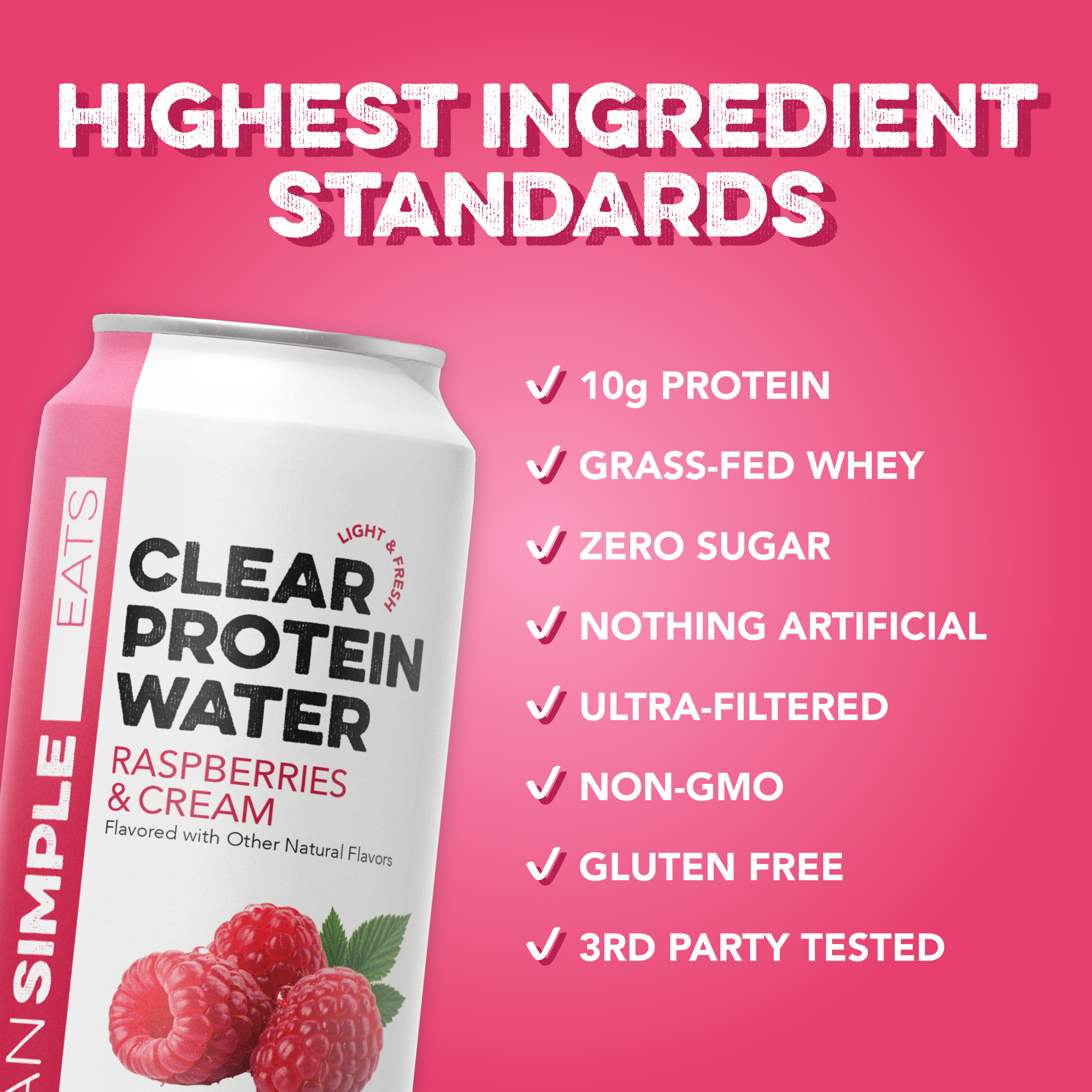 cleansimpleeats Clear Protein Water: Raspberries & Cream (16 Oz. | 12 Pack)