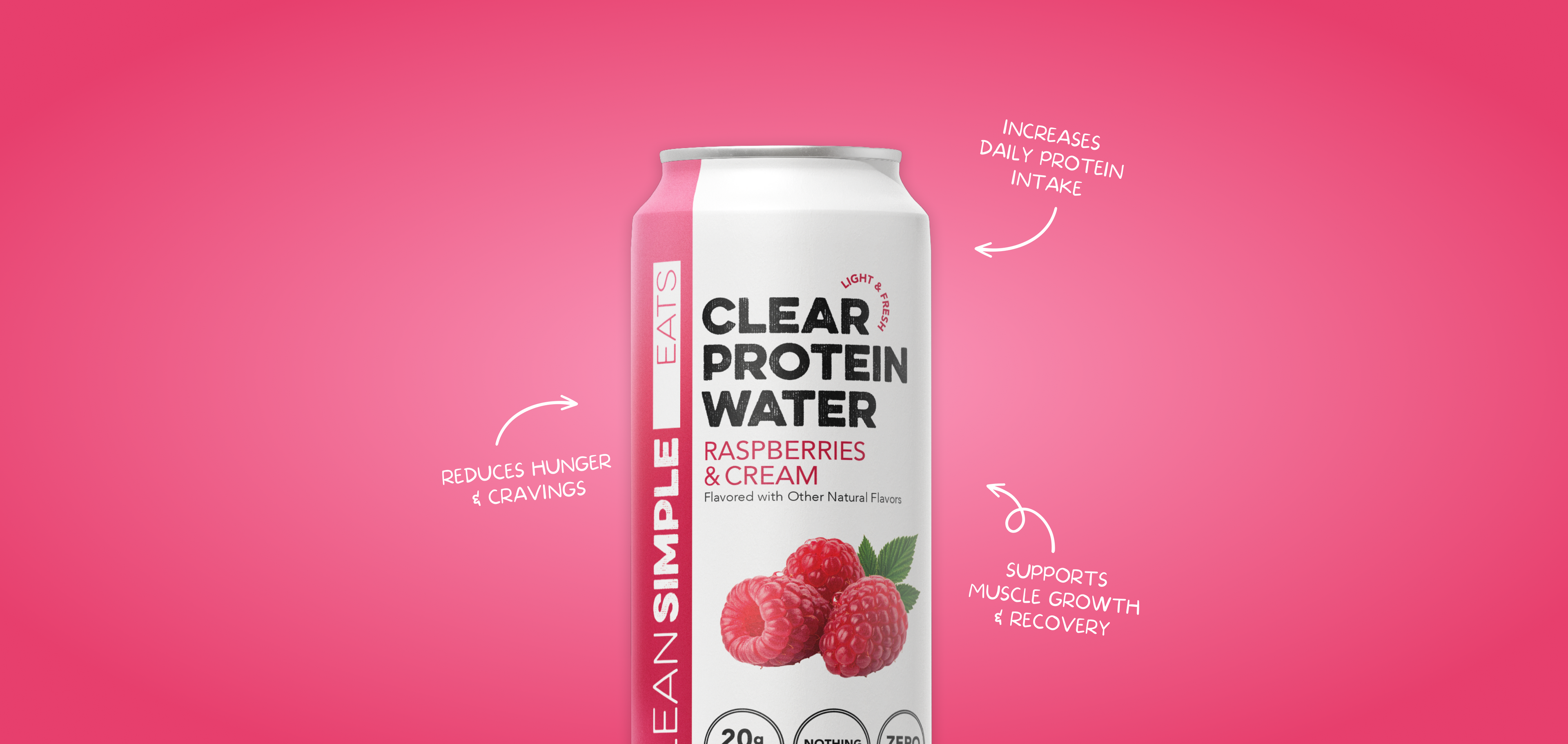 cleansimpleeats Clear Protein Water: Raspberries & Cream (16 Oz. | 12 Pack)
