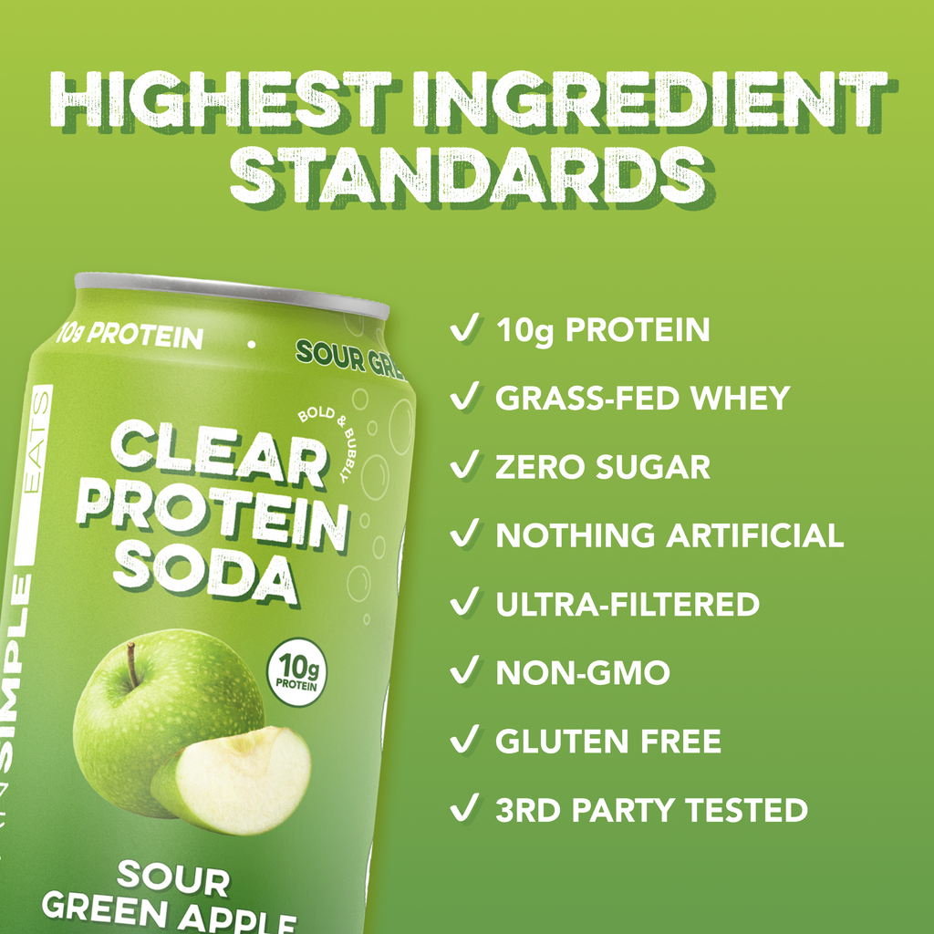 cleansimpleeats Clear Protein Soda: Sour Green Apple (12 Oz. | 12 Pack)