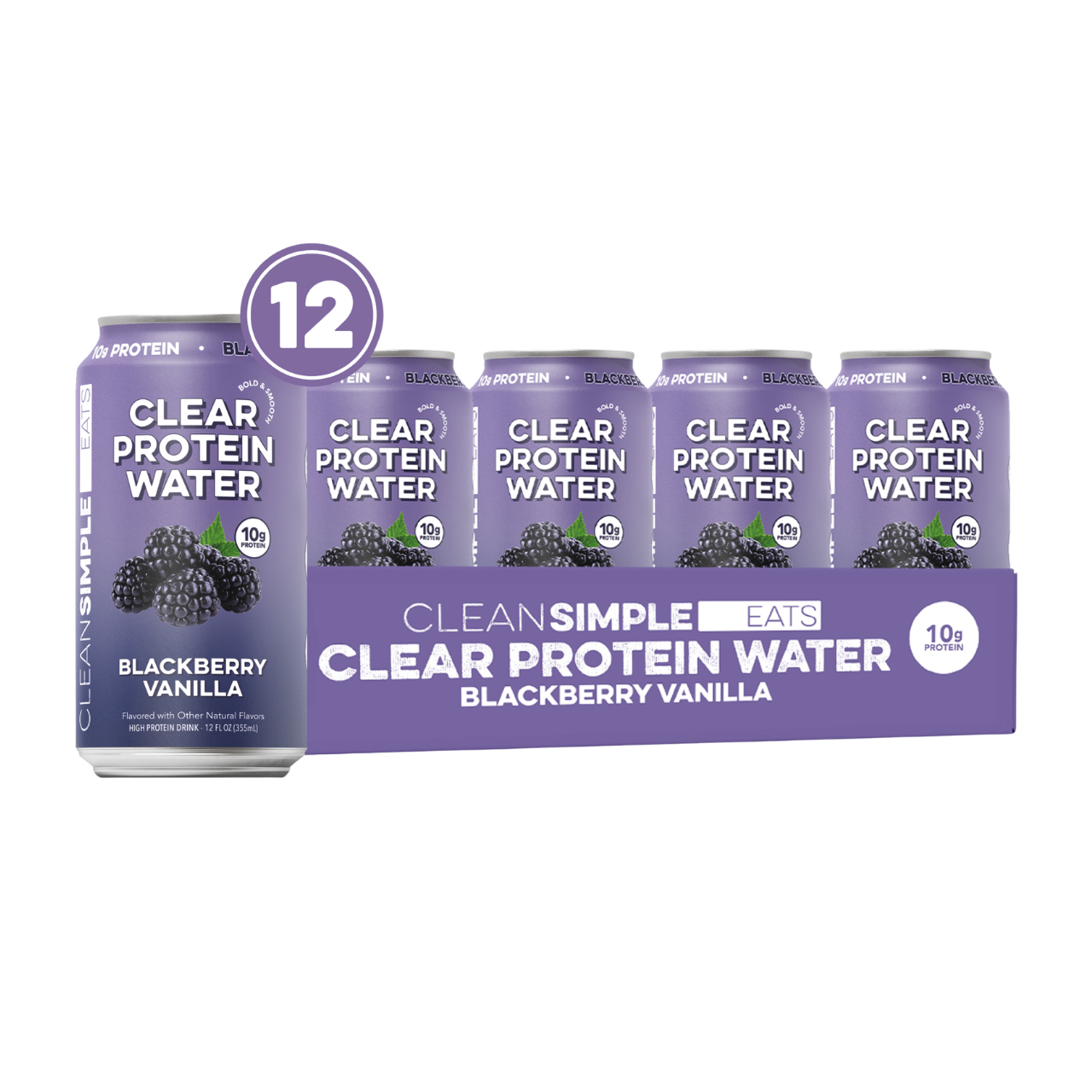 cleansimpleeats Clear Protein Water: Blackberry Vanilla (12 Oz. | 12 Pack)