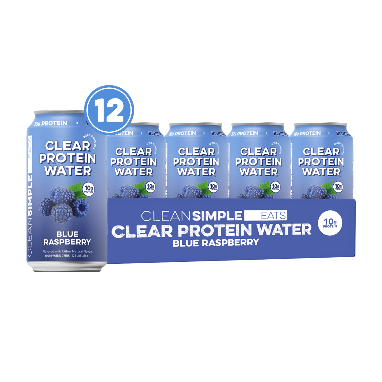 cleansimpleeats Clear Protein Water: Blue Razz (12 Oz. | 12 Pack)