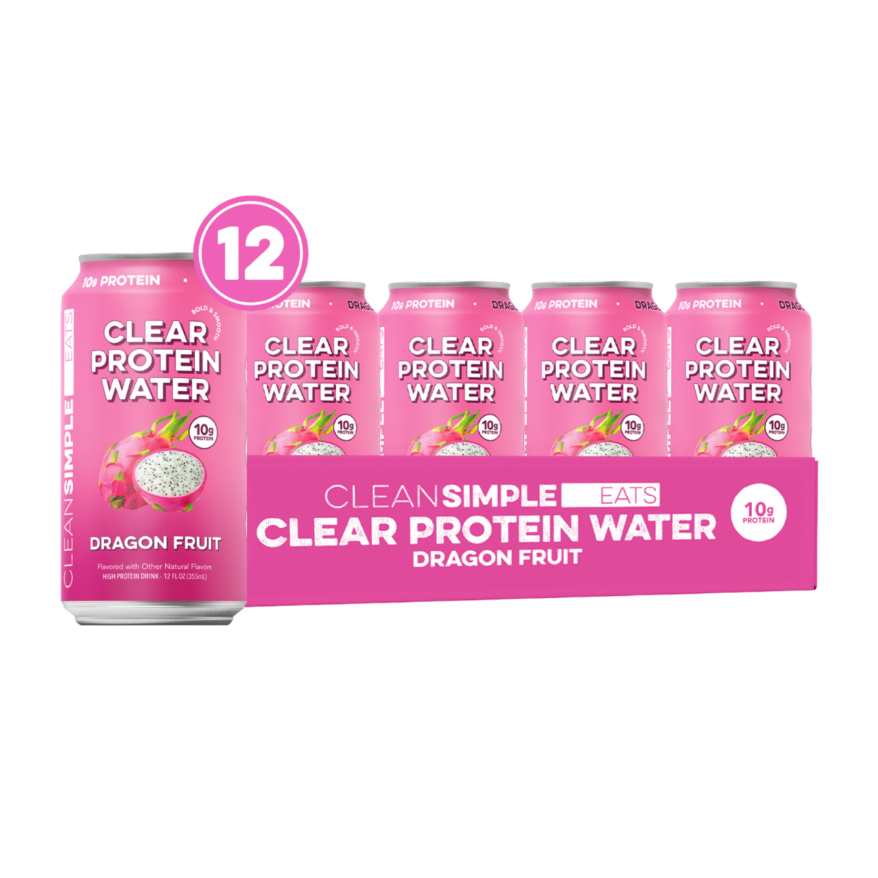 cleansimpleeats Clear Protein Water: Dragon Fruit (12 Oz. | 12 Pack)