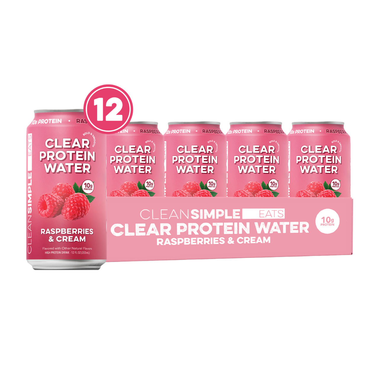cleansimpleeats Clear Protein Water: Raspberries & Cream (12 Oz. | 12 Pack)