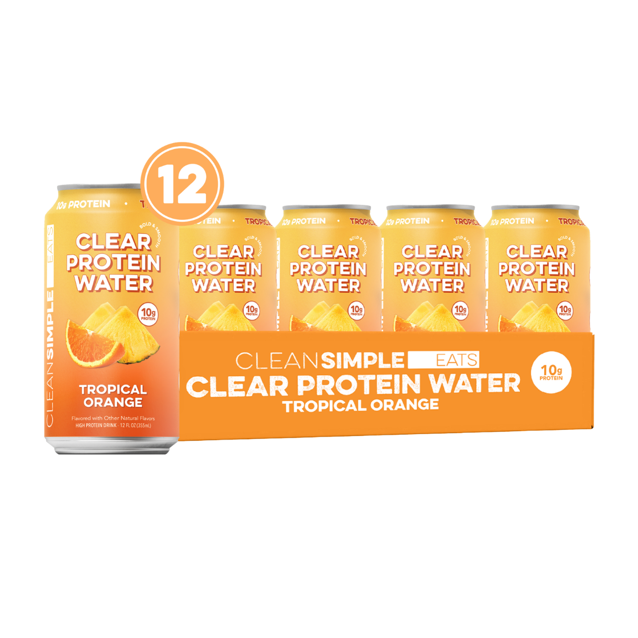 cleansimpleeats Clear Protein Water: Tropical Orange (12 Oz. | 12 Pack)