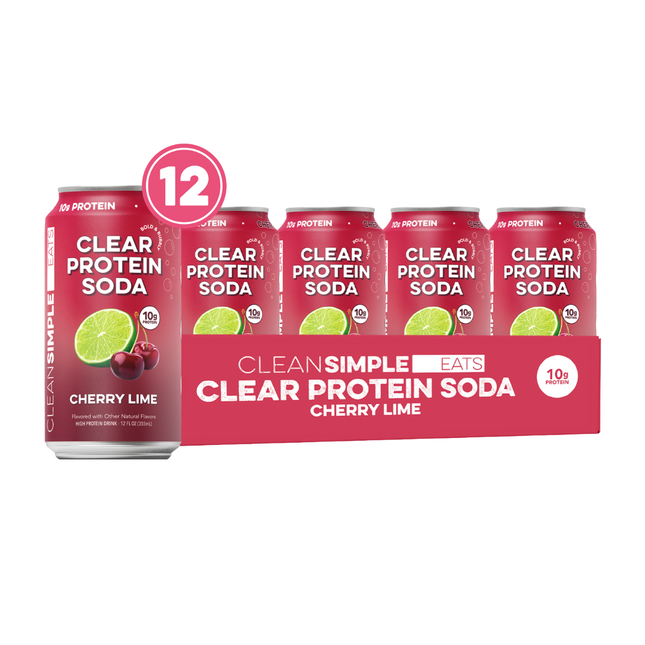 cleansimpleeats Clear Protein Soda: Cherry Lime (12 Oz. | 12 Pack)