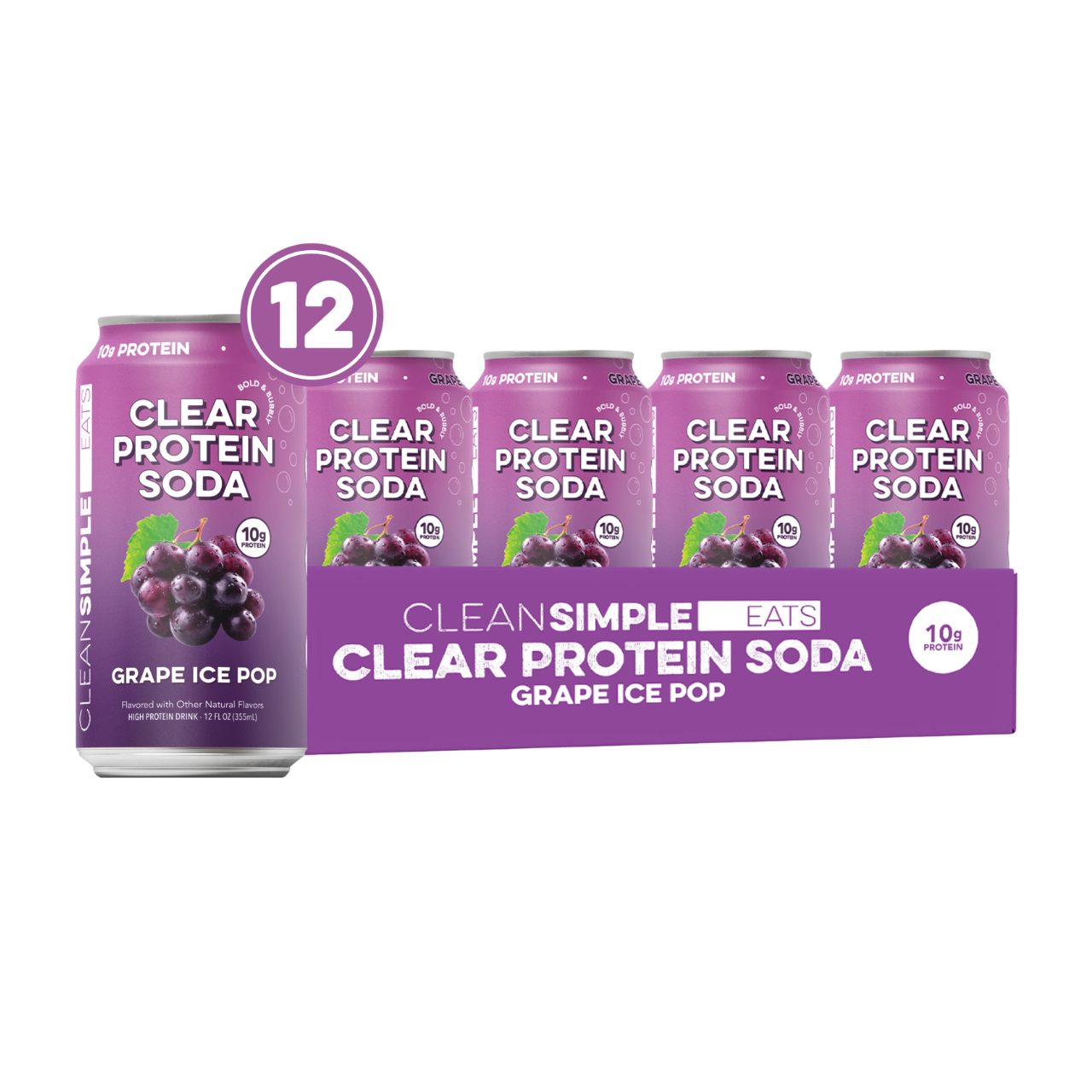 cleansimpleeats Clear Protein Soda: Classic Grape (12 Oz. | 12 Pack)