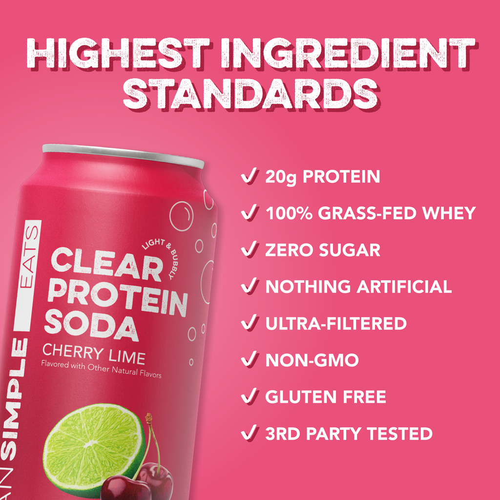 cleansimpleeats Clear Protein Soda: Cherry Lime (16 Oz. | 12 Pack)