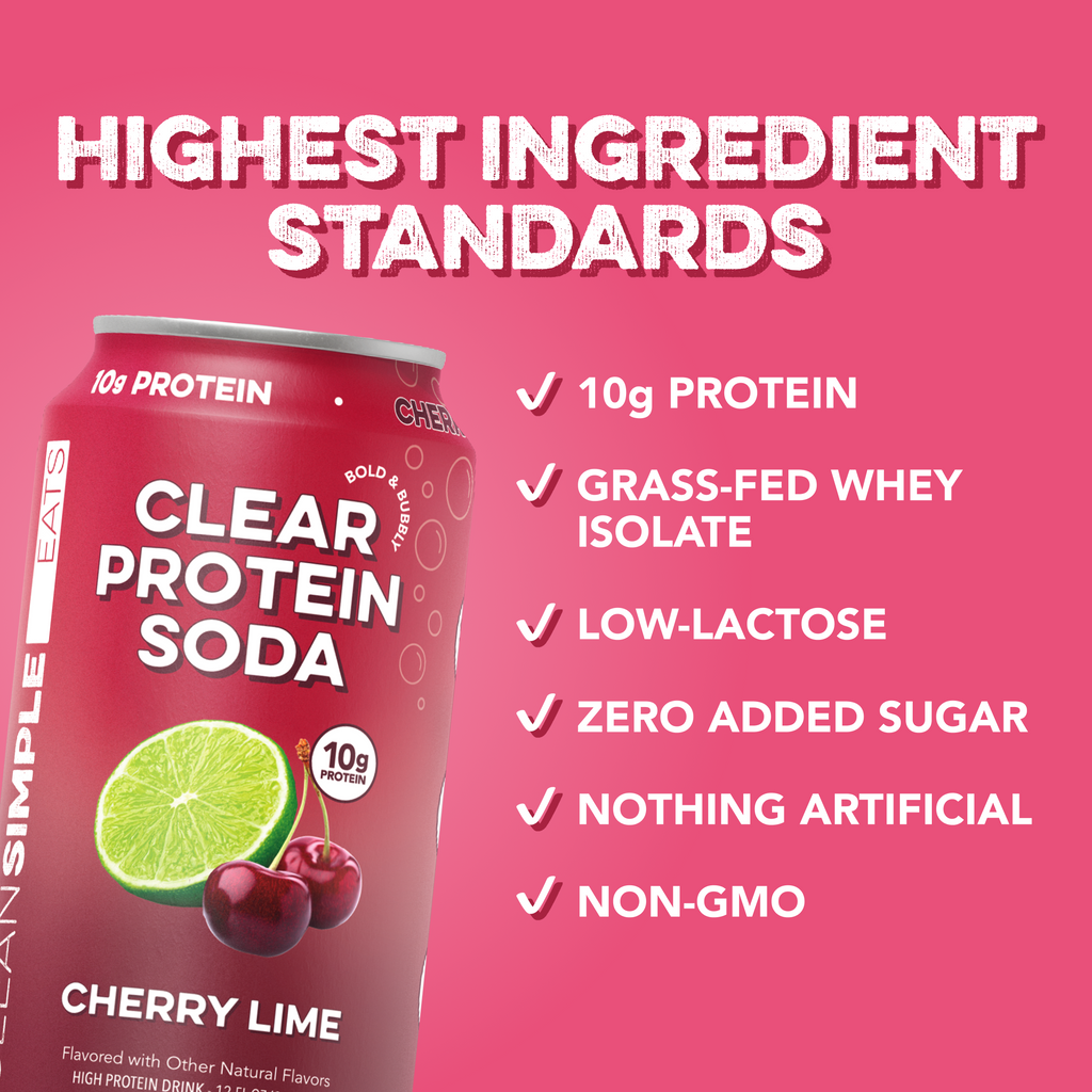 cleansimpleeats Clear Protein Soda: Cherry Lime (12 Oz. | 12 Pack)